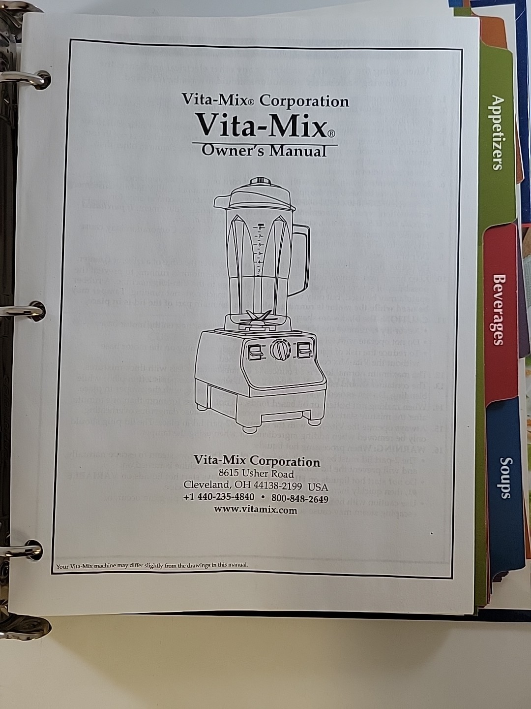 Whole Food Recipes for Better Living Binder by Vita-Mix from 2007
