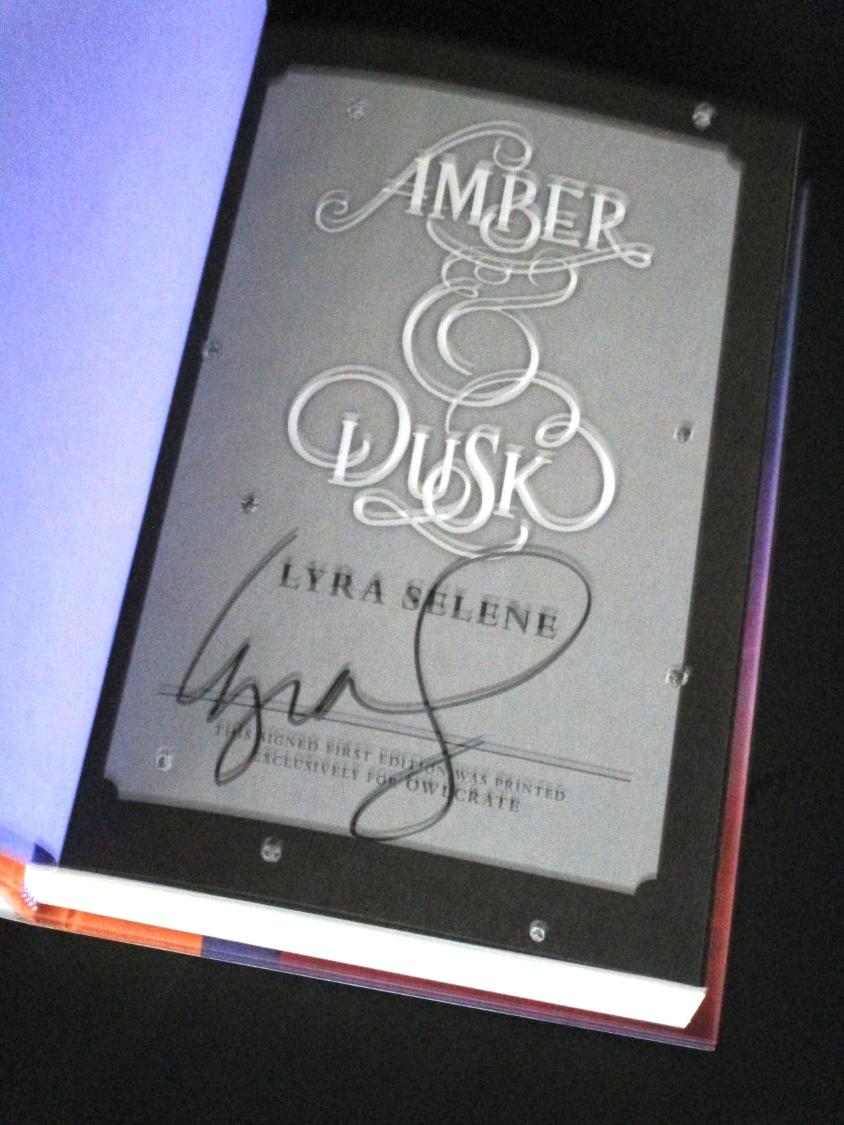 Amber & Dusk by Lyra Selene. Owlcrate Edition Signed by Author. Hardcover Book