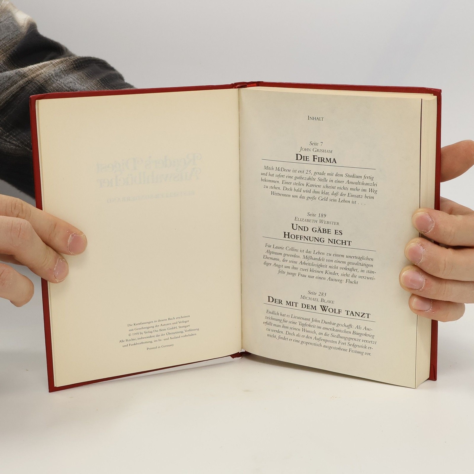 Readers Digest Auswahlbücher. Die Firma. Und Gäbe es Hoffnung Nicht. Der mit…