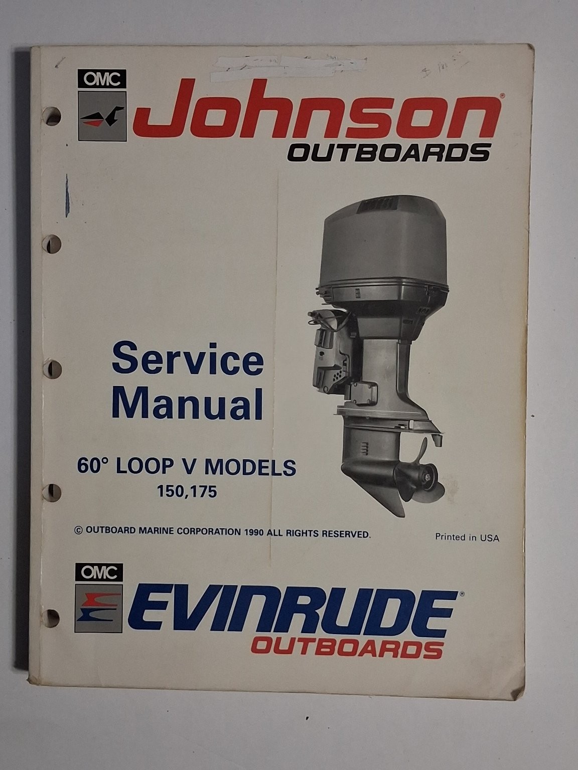 Johnson Evinrude Outboard Service Manual 1990 60° LOOP V 150 175 OMC Marine