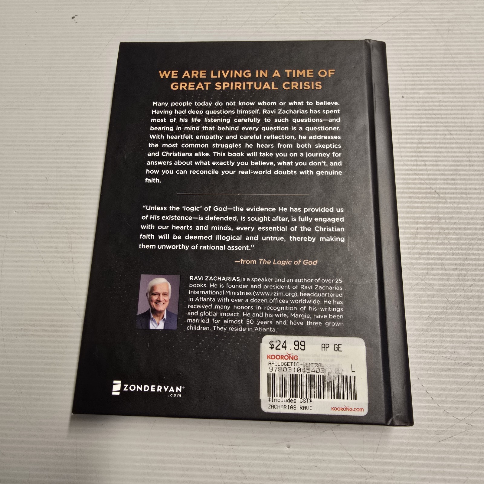 The Logic of God by Ravi Zacharias Hardcover Christian Essentials Philosophy