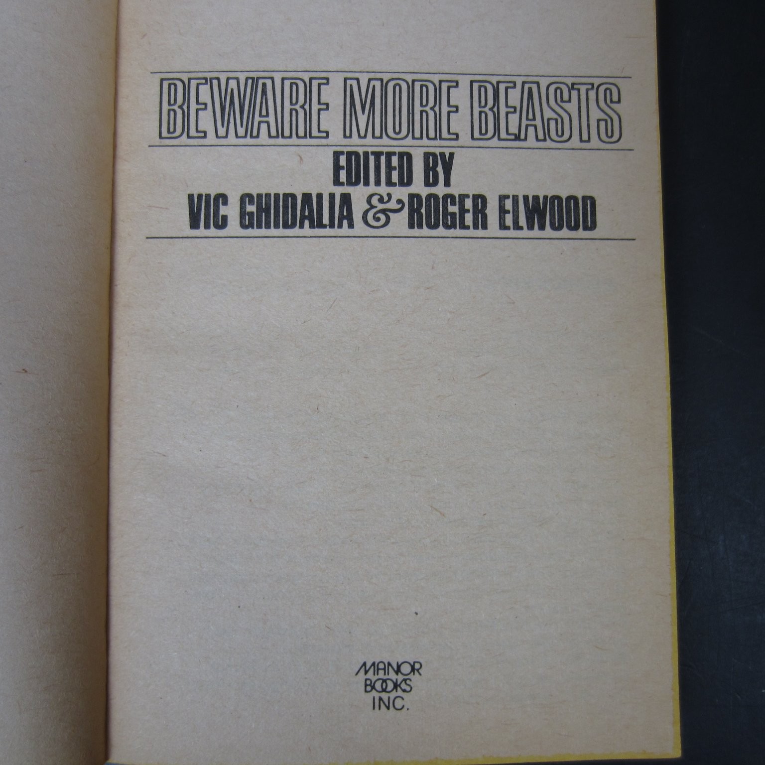 Beware More Beasts Ghidalia Elwood 1975 Horror Anthology Manor Books PB