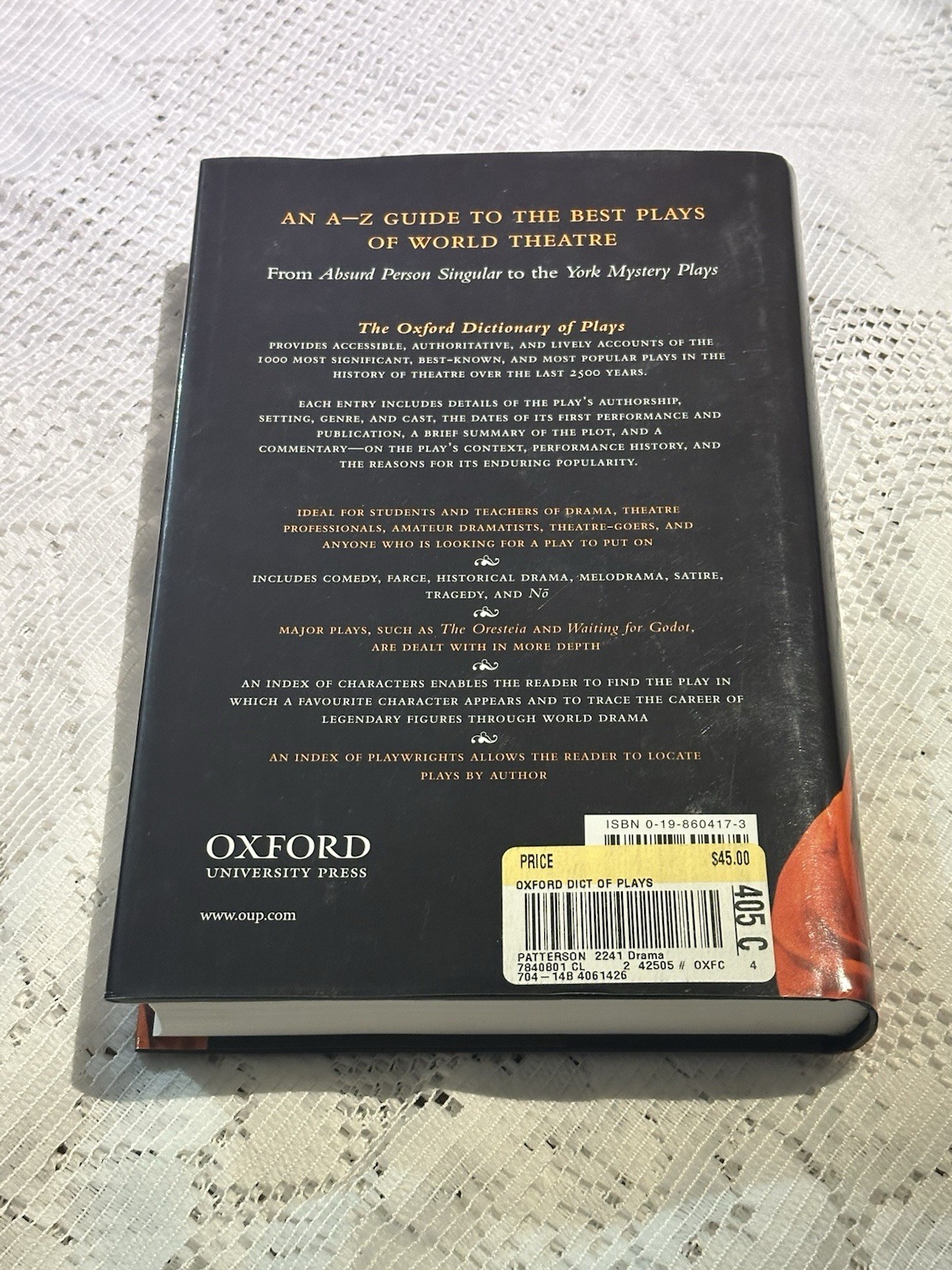 Oxford Dictionary of Plays by Michael Patterson (2005, Hardcover)