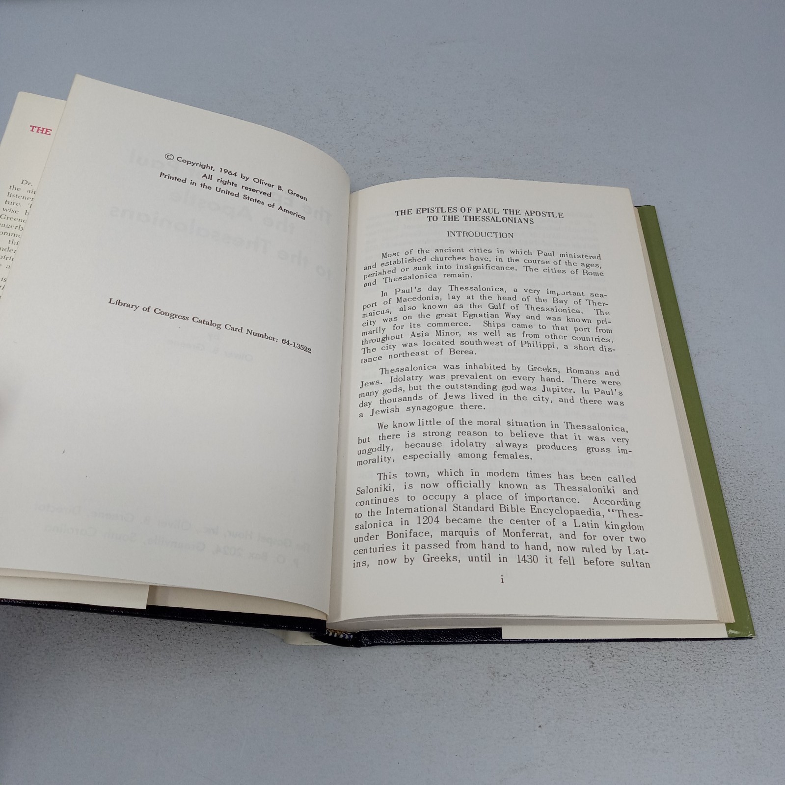 The Epistles of Paul the Apostle to the Thessalonians 1964 HC Oliver B. Greene