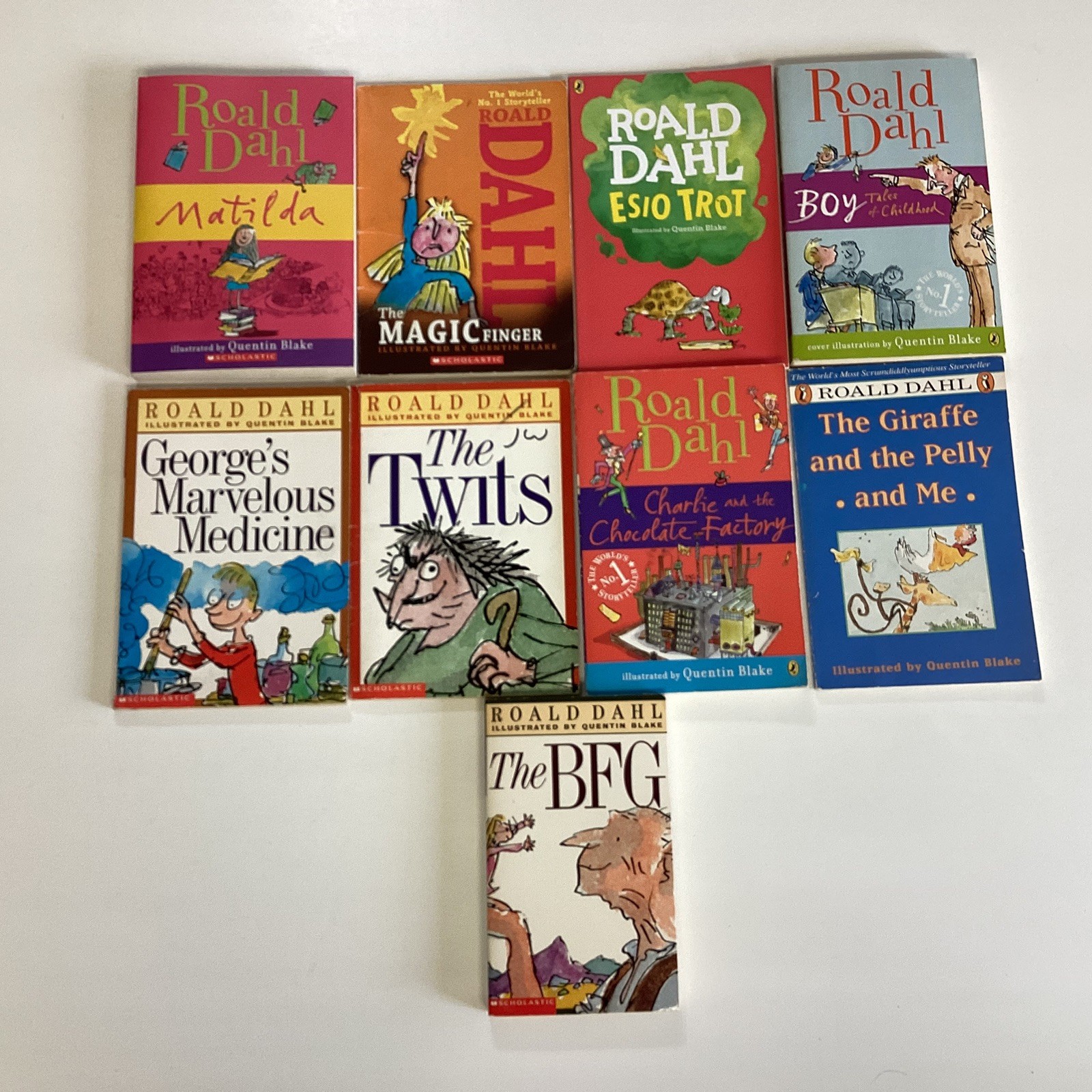Roald Dahl 9 Book Lot Chocolate Factory Matilda BFG Magic Finger Twits