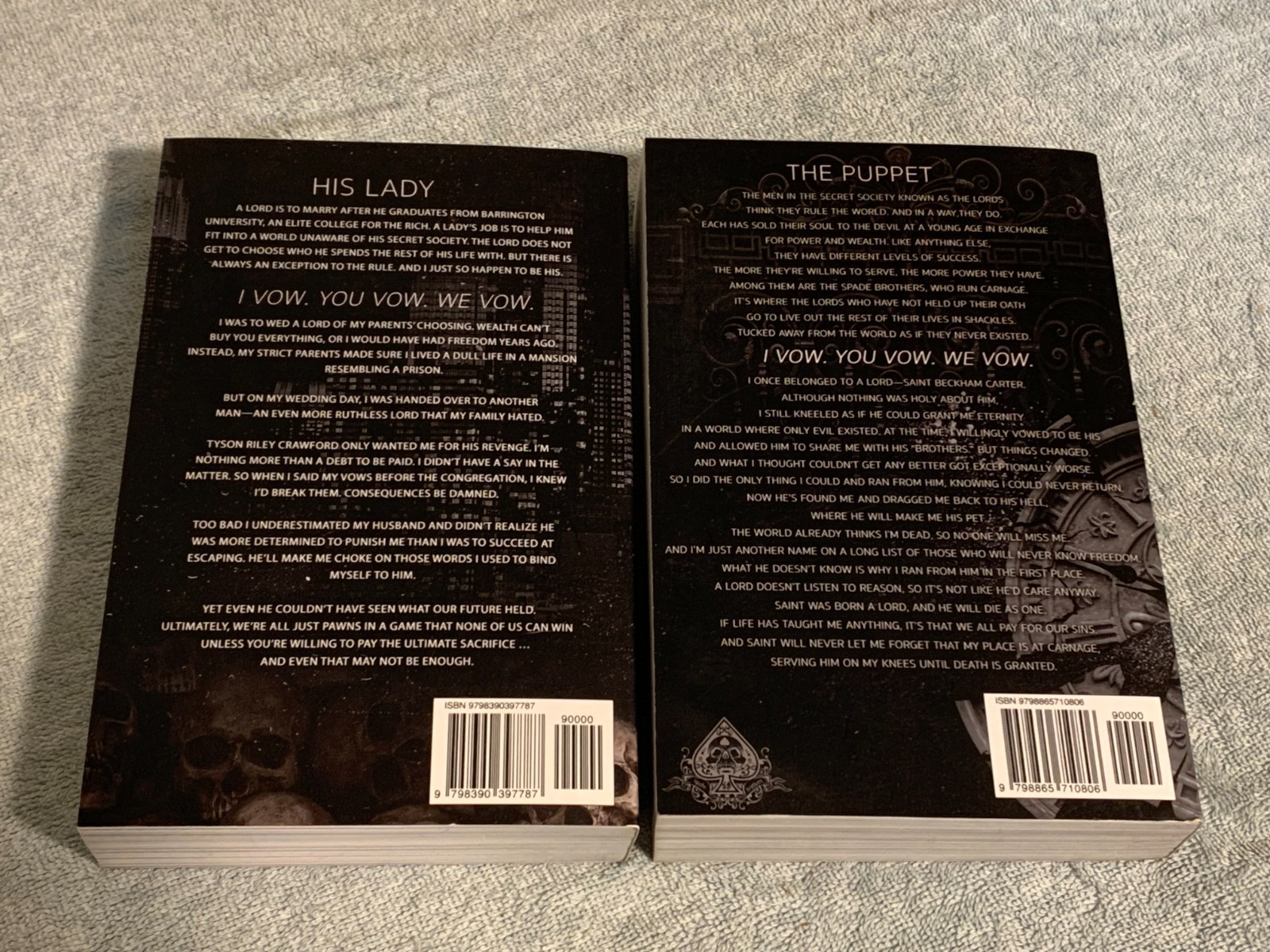The Sacrifice and Carnage by Shantel Tessier (Lot of 2 Dark Revenge Romance PB)