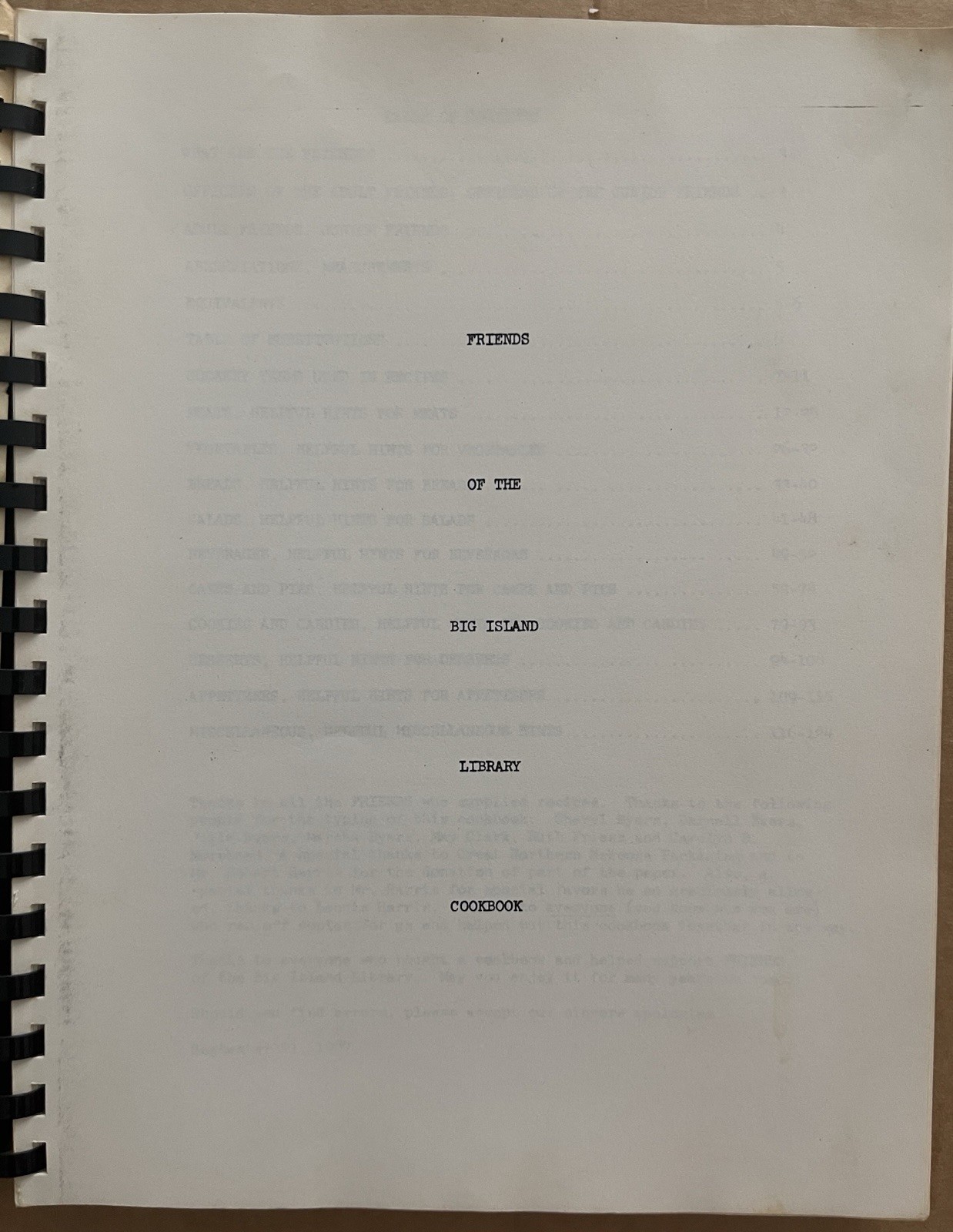 1987 BIG ISLAND, VA, BIG ISLAND LIBRARY FRIENDS COOKBOOK, 125 PAGES, VINTAGE