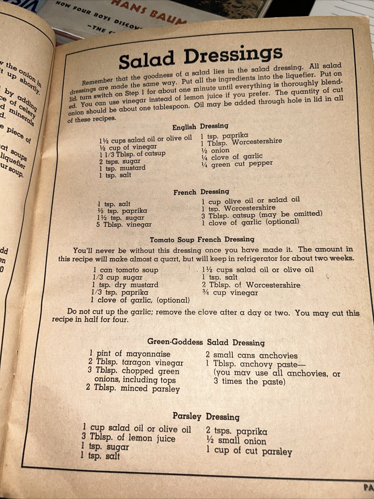 Vita Mix 1950s Recipe Book