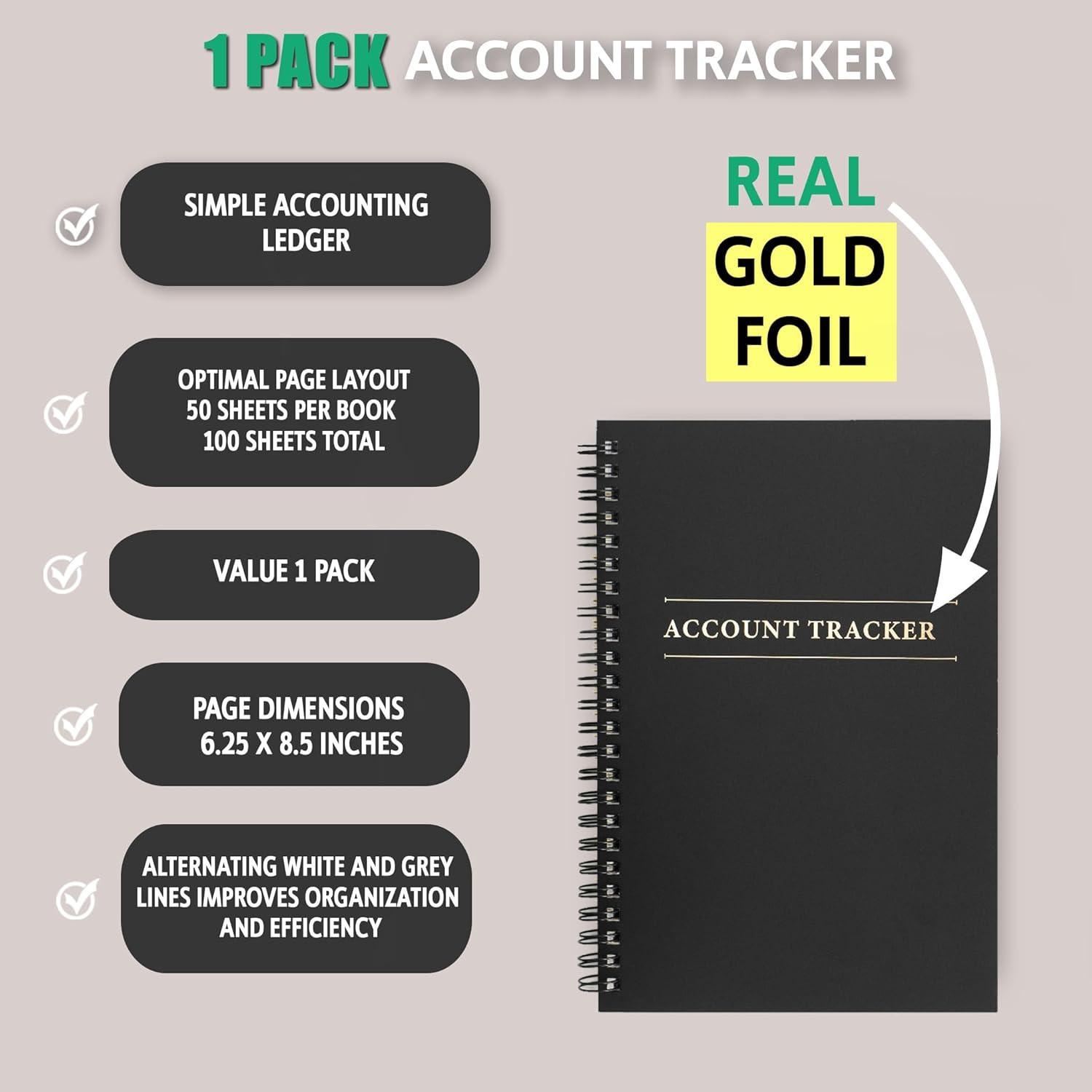 1 Pack Expense Tracker Ledger Book- Finance Book for Home Budget Tracking, Busin
