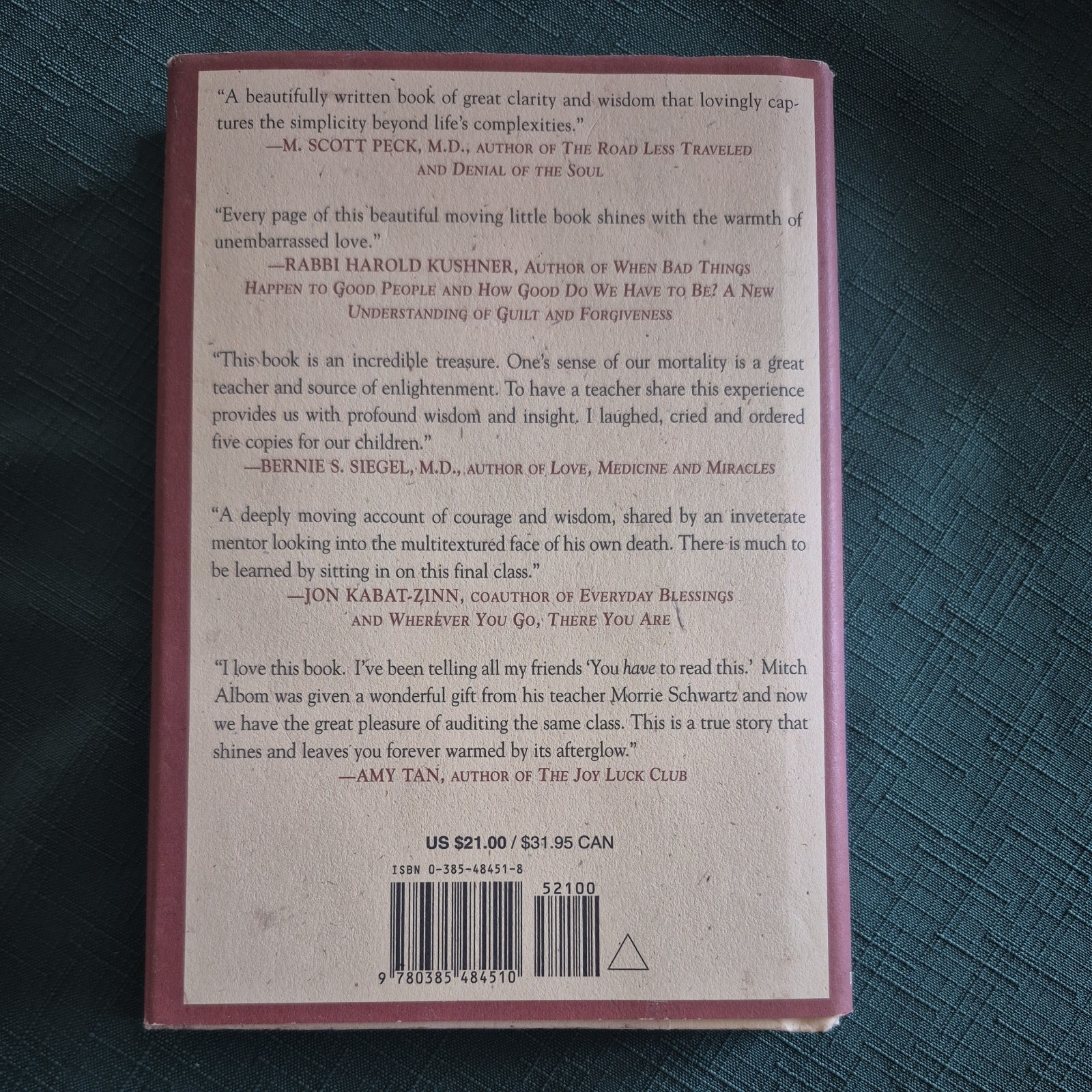 Tuesdays with Morrie by Mitch Albom, (1997, hardcover) VG/VG, SIGNED!!!