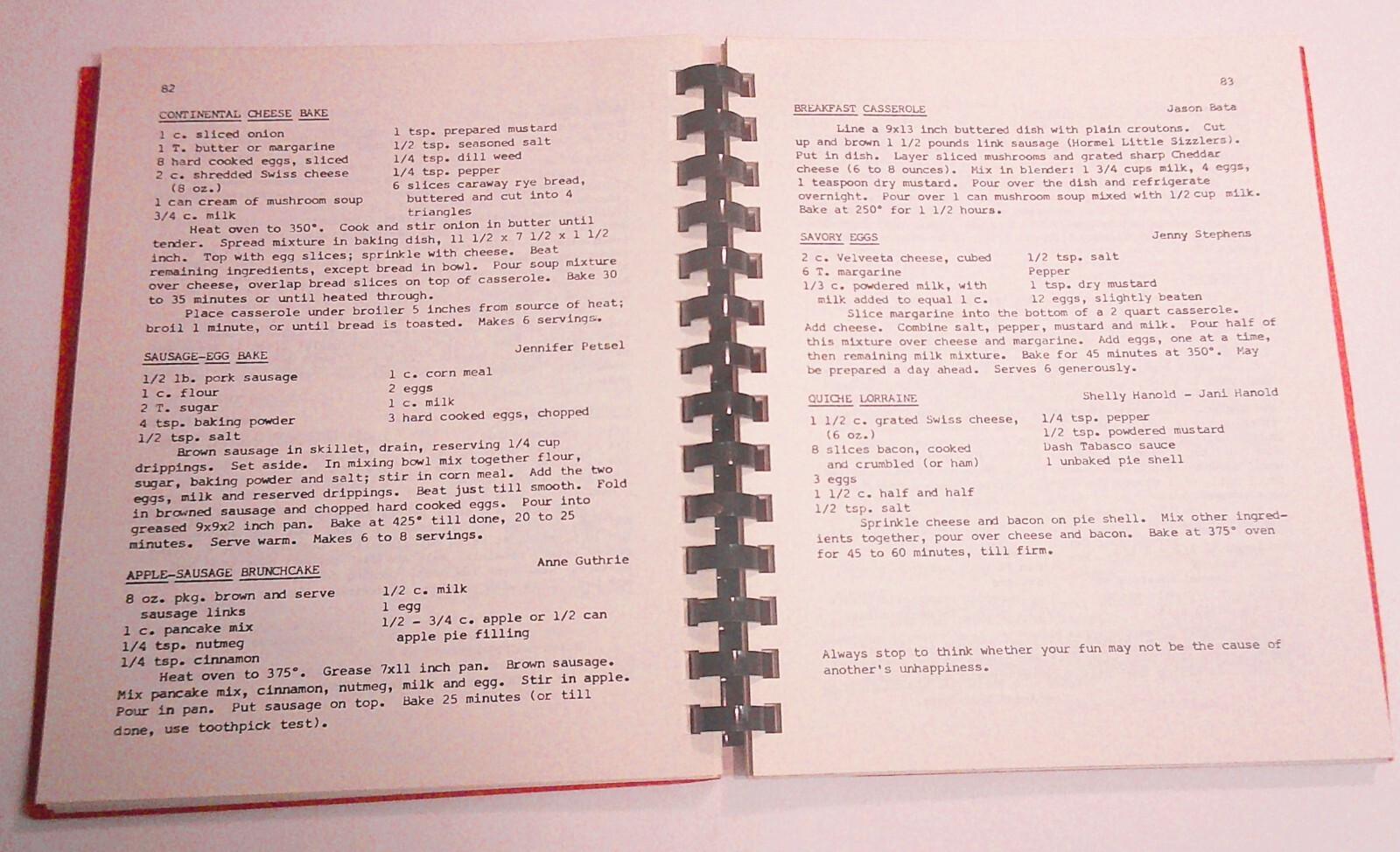 1980 Blackhurst School Cookbook Spiral Bound 168 pages