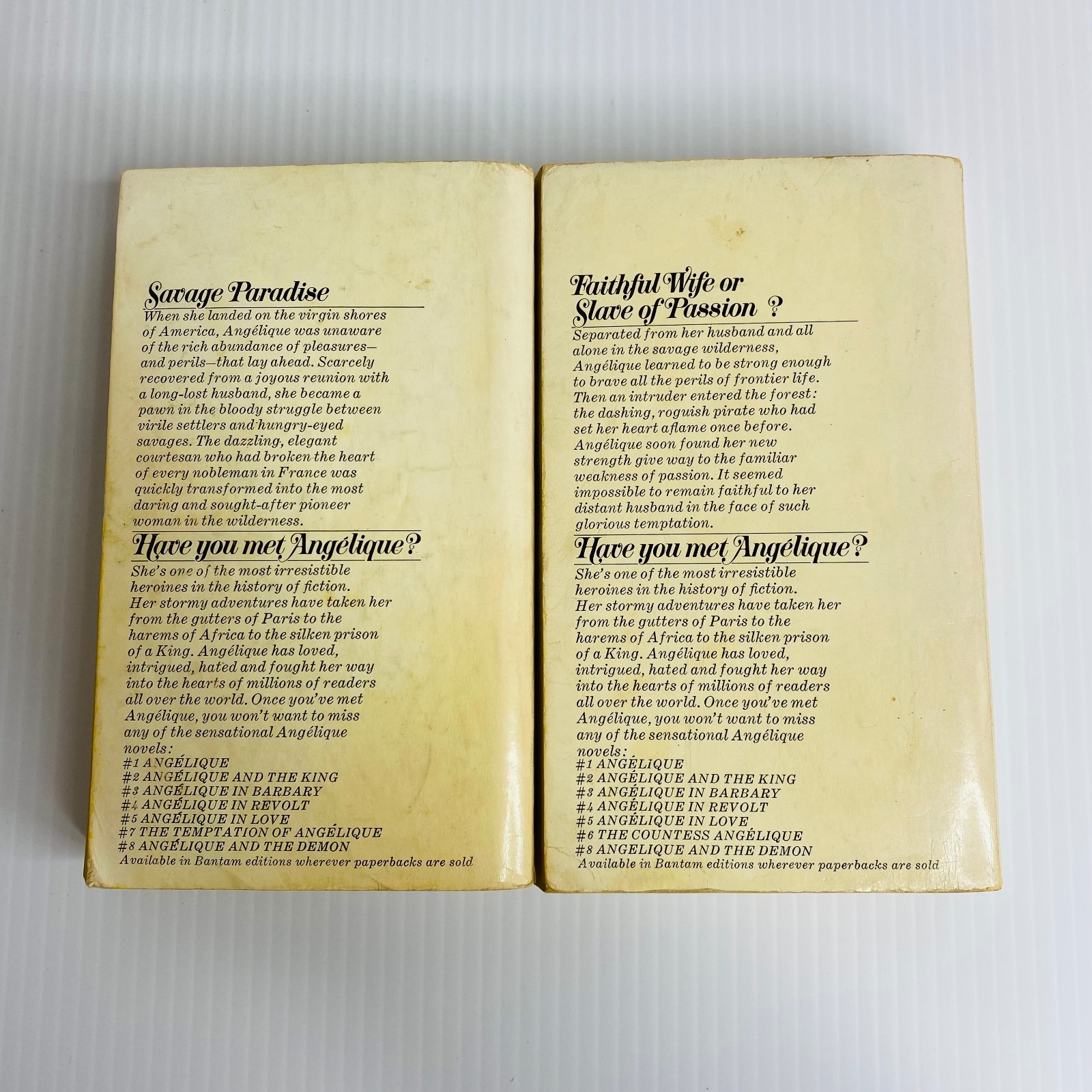 Sergeanne Golon – Angelique Books #2-8 (Lot of 7) Vintage Bantam Romance PB