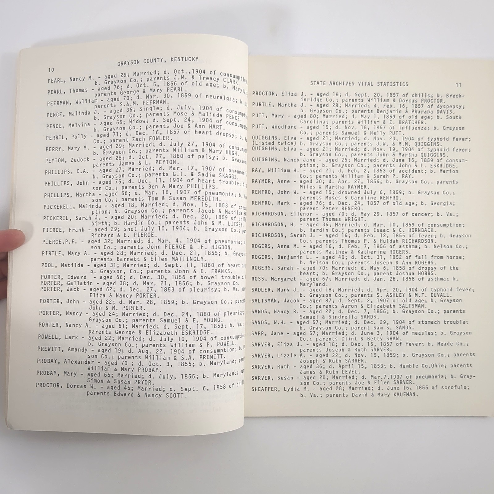 Grayson County Kentucky Miscellaneous Genealogy Paperback Book Ingmire 1980