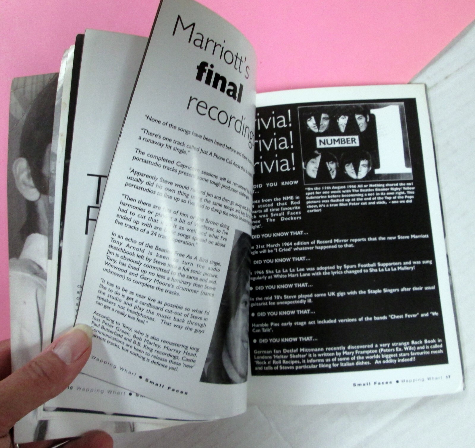 SMALL FACES Wapping Wharf U.K. FANZINE No.9 /36 pages Good Condition #783