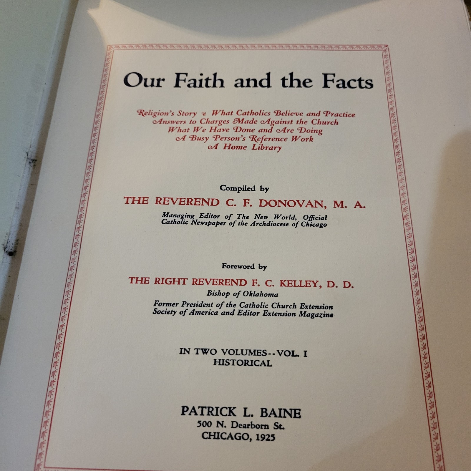 Antique Our Faith and the Facts by CF Donovan MA Leatherbound Hardcover Vol. 1 2