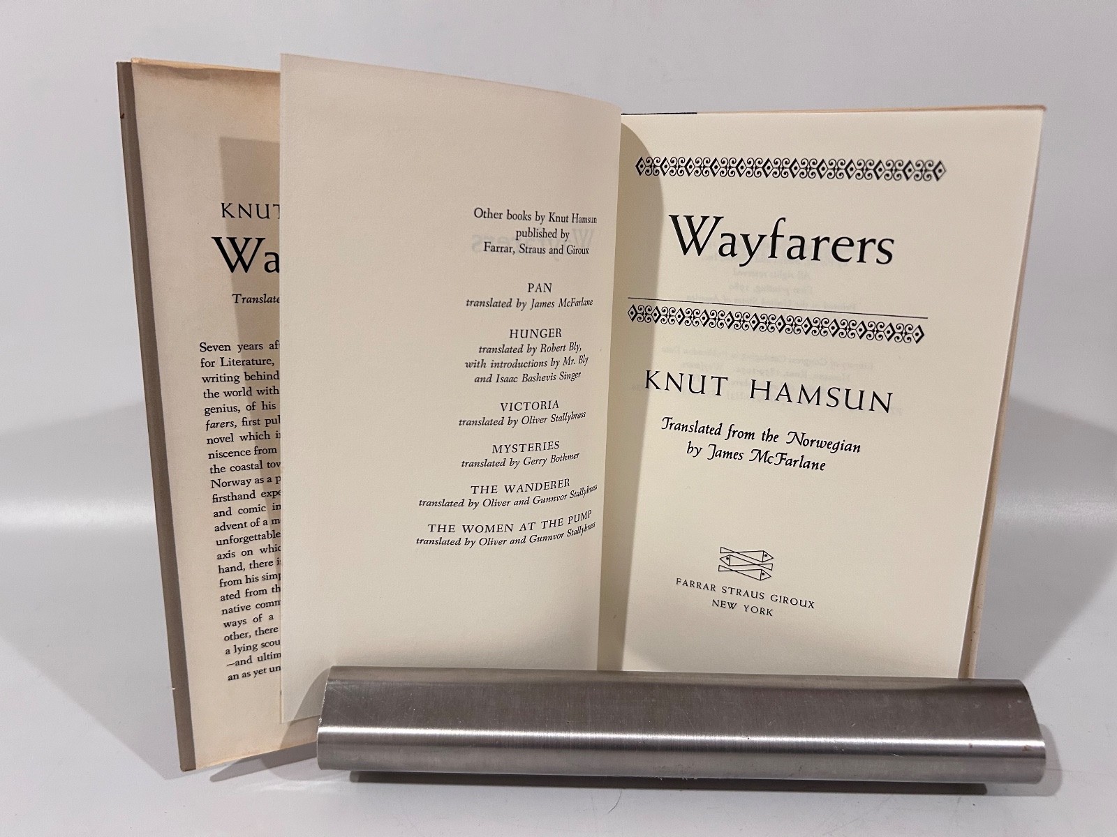 Hamsun: Wayfarers, Farrar Straus Giroux, 1980 w dj