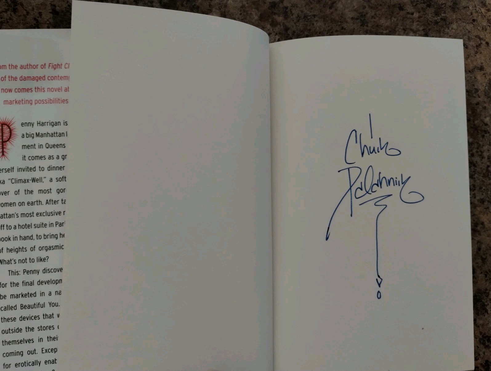 Beautiful You by Chuck Palahniuk (1st Edition Hardcover) Signed By Author