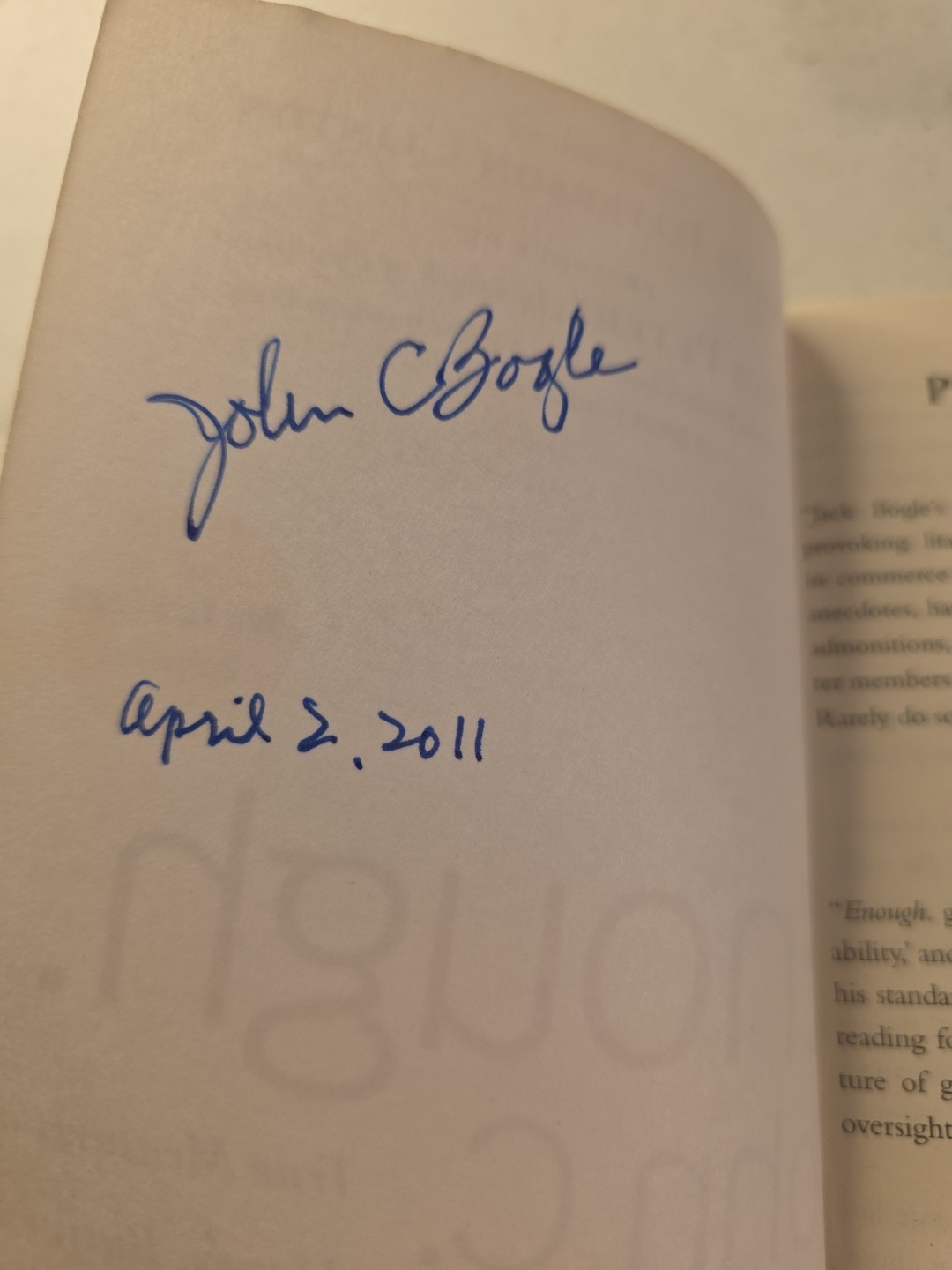 Enough: True Measures of Money, Business, and Life Signed by Bogle, John C.