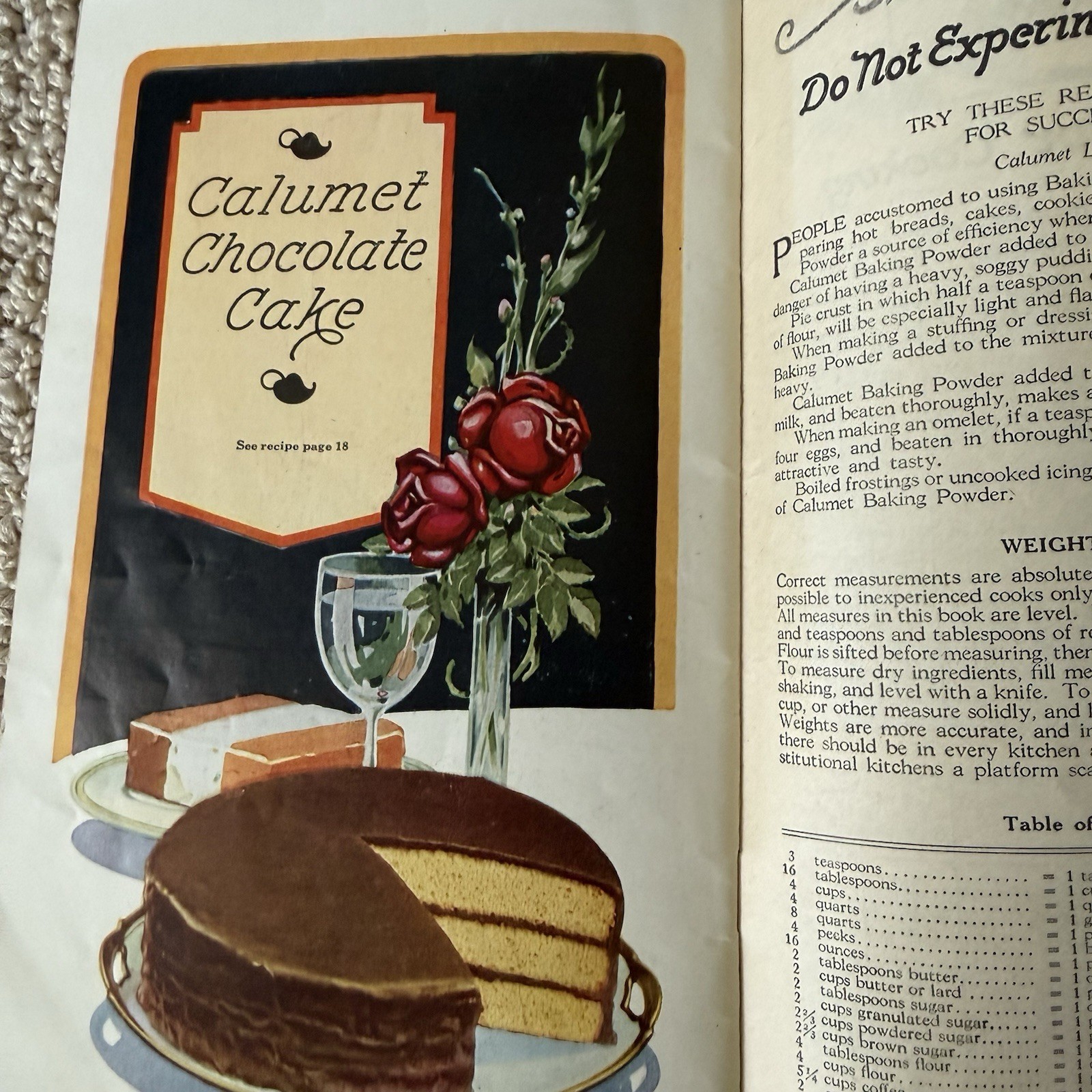 Antique Calumet Baking Powder Cookbook 16 Ed 1920s Recipes Photos Chicago IL vtg