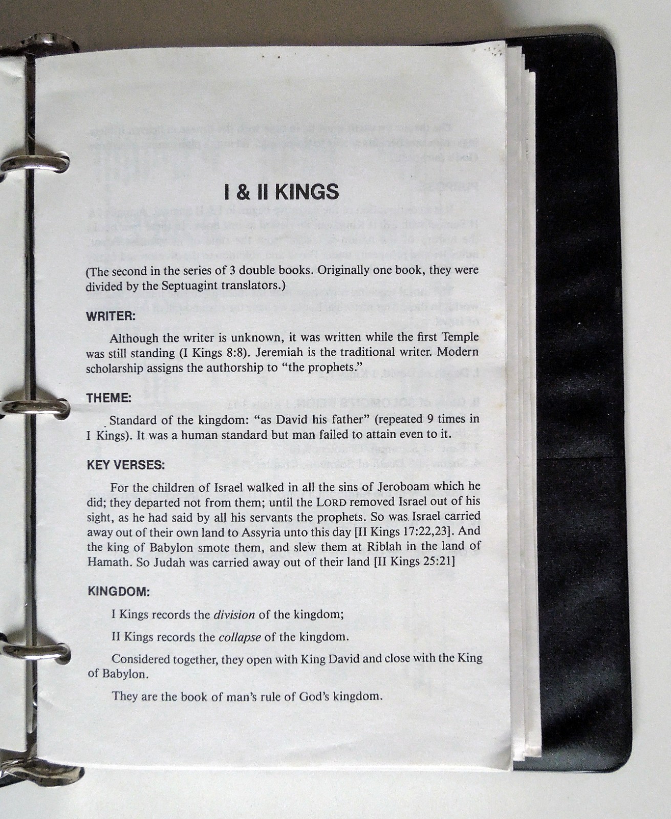 J. Vernon McGee’s Notes on the Holy Bible (partially complete, w/binder)