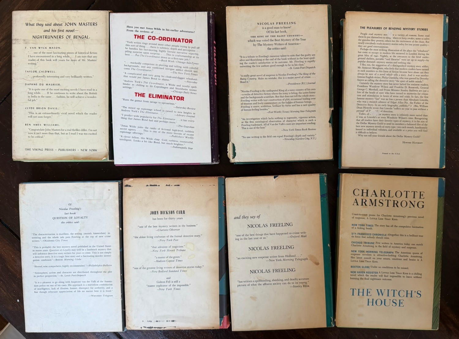 1950’s 1960’s Mystery Suspense HC Book lot: Carr, Freeling, Black, White Or, Etc