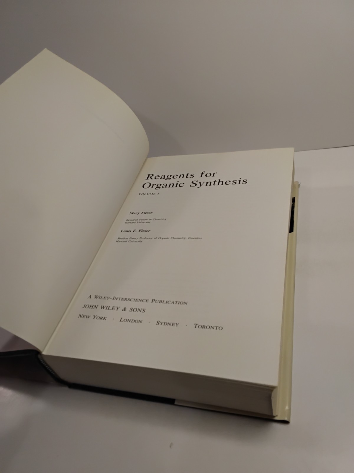 Reagents For Organic Synthesis Vol 5 By Mary & Louis Fieser- HC 1975 J. Wiley