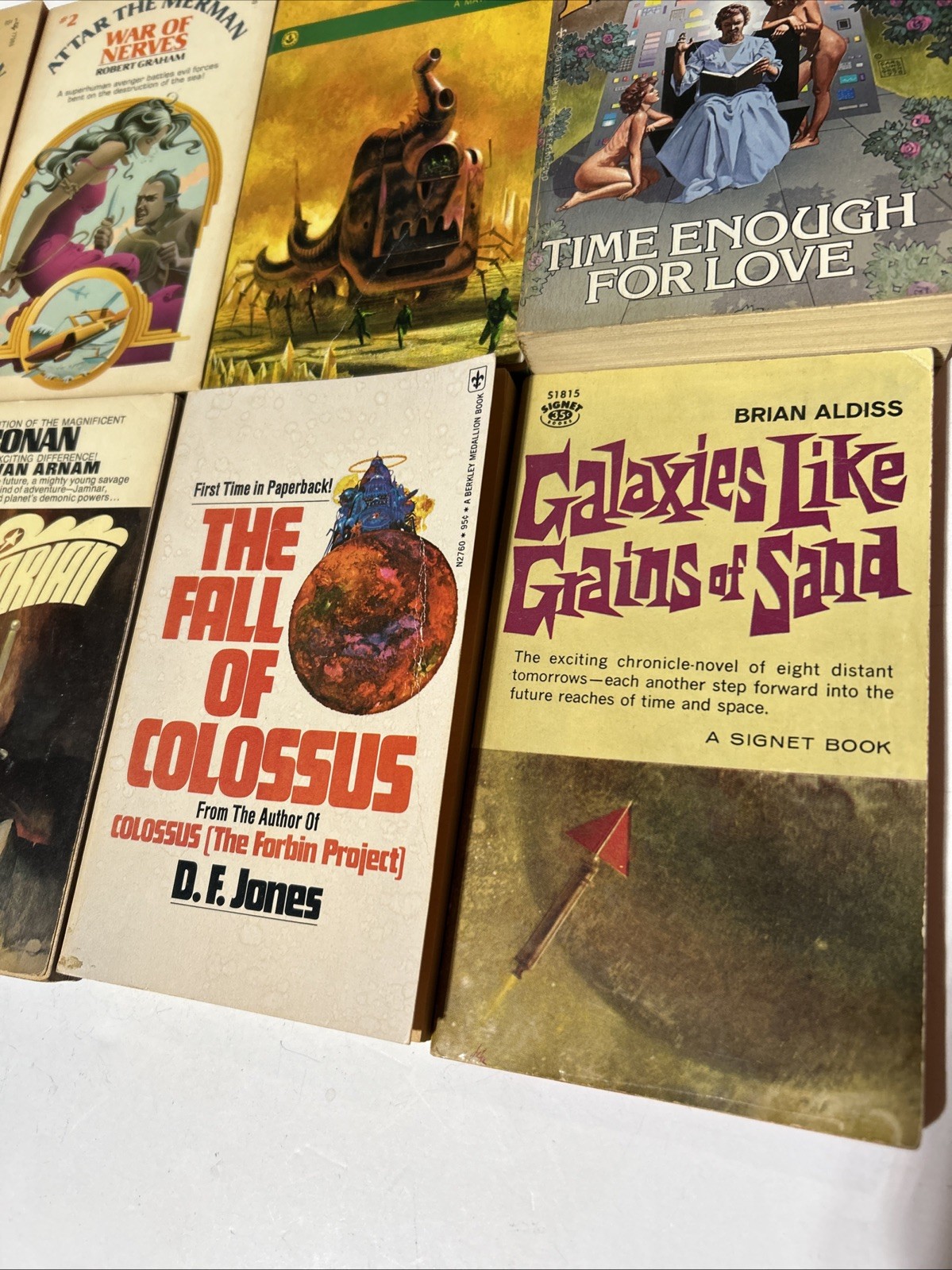 Vintage 1970s Pulp Sci Fi PB Book Lot of 8 VG Heinlein Attar Star Barbarian More