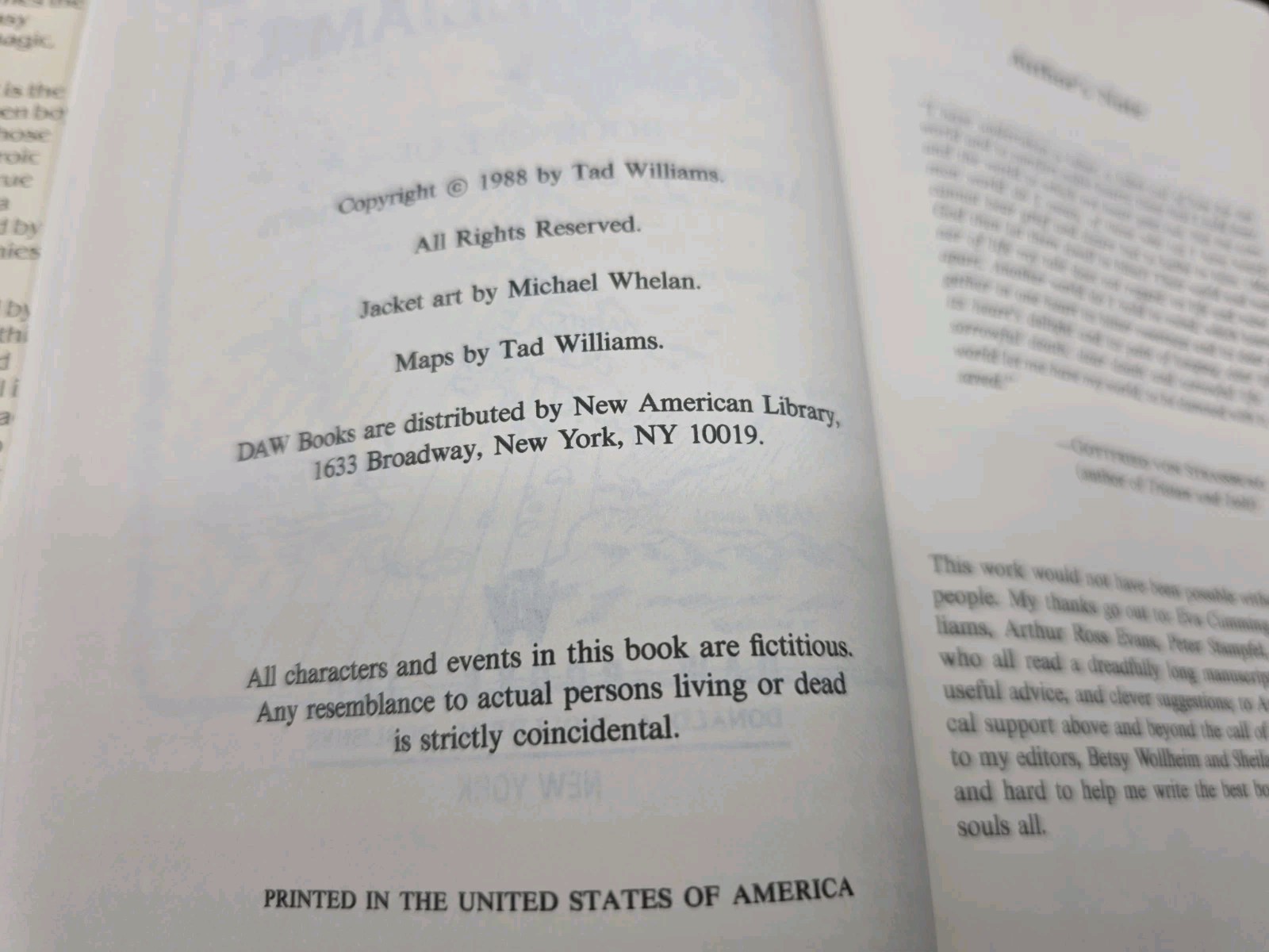 The Dragonbone Chair by Tad Williams Hardcover w/ DJ 1988 BCE Book Club Edition