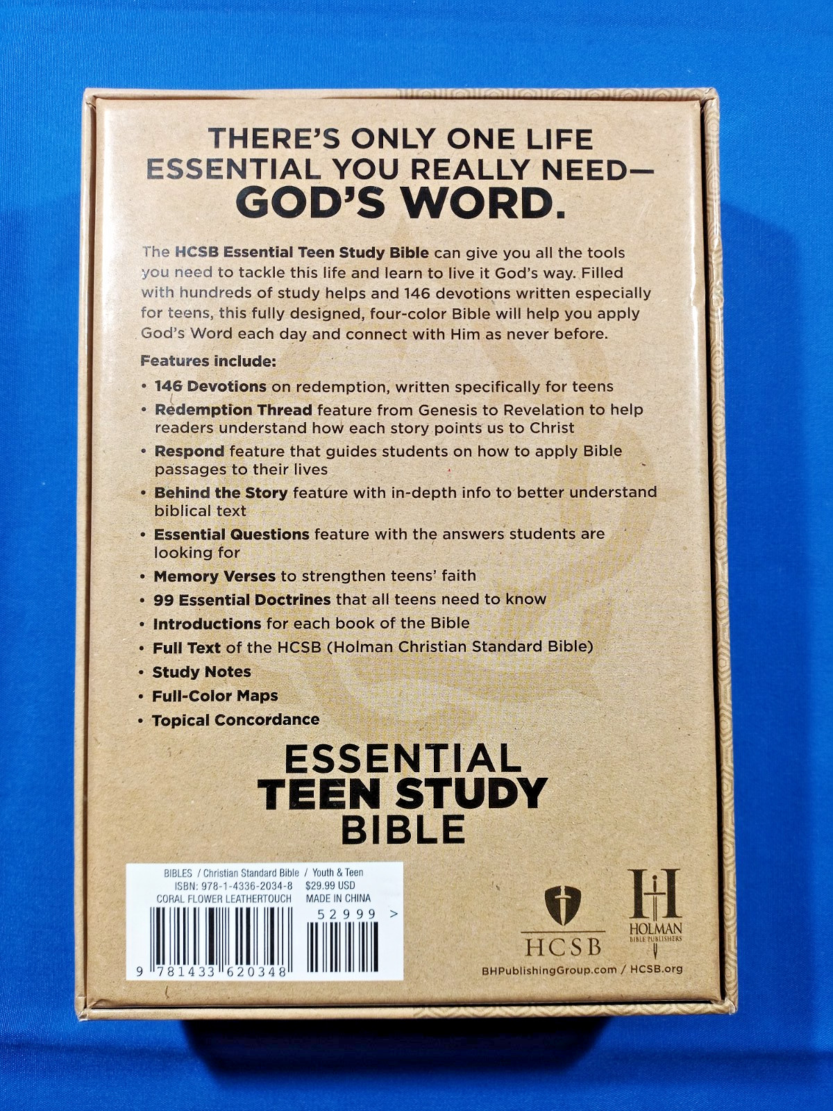 HCSB Essential Teen Study Bible Coral Flower Blue