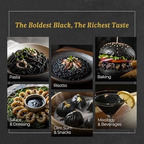 6.4oz Squid Ink for Cooking, Pasta, Rice Noodles, Pizza & Risotto – Halal Certif