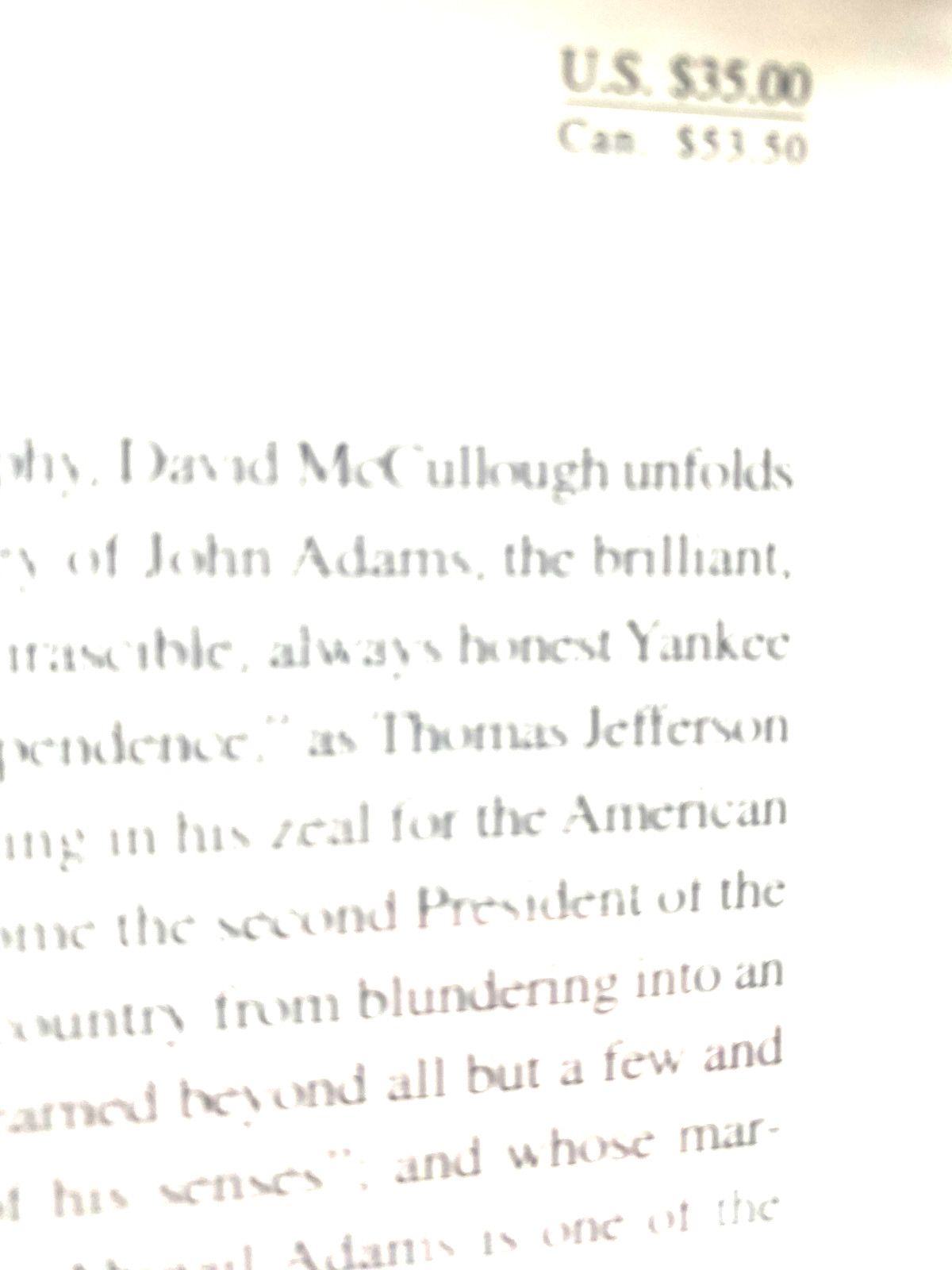 A RARE 1ST EDITION! JOHN ADAMS by DAVID MCCULLOUGH (2001) A FINE HARDCOVER W/DJ