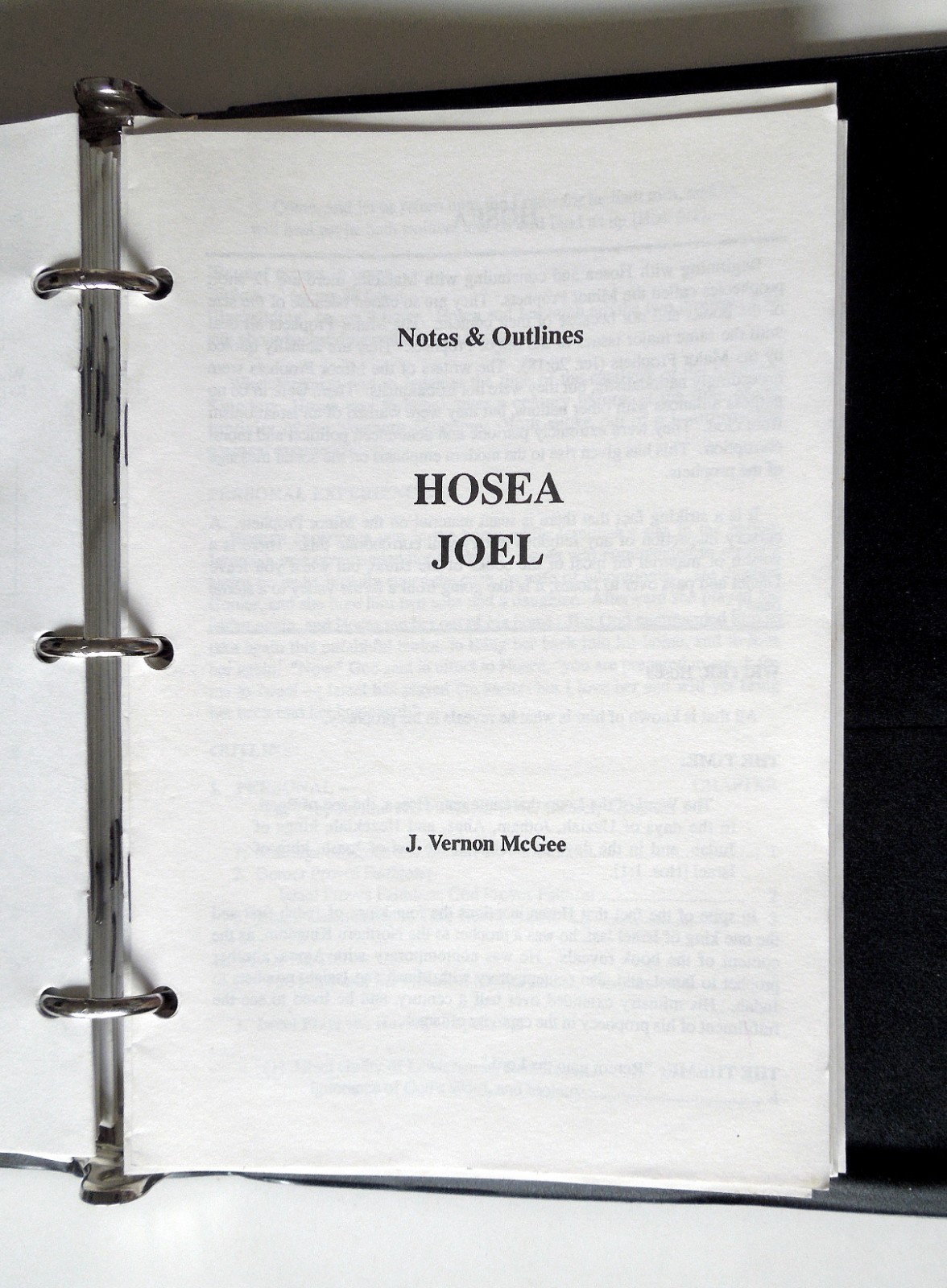 J. Vernon McGee’s Notes on the Holy Bible (partially complete, w/binder)