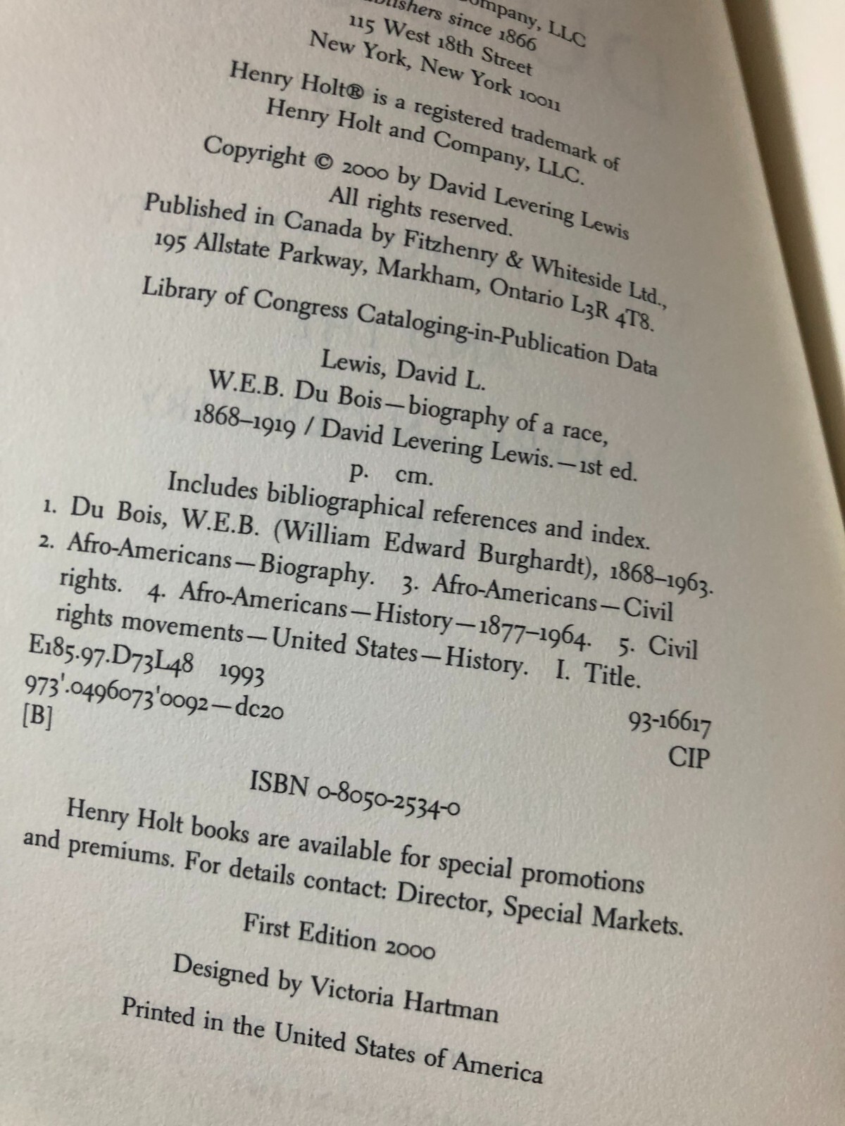 RARE! W. E. B. DU BOIS 1919-1963: THE FIGHT FOR EQUALITY By David Levering Lewis