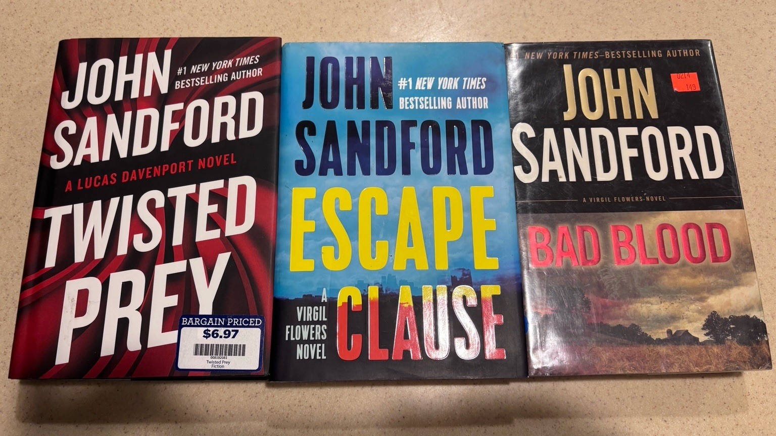 John Sandford Thriller Lot Twisted Prey Escape Clause Bad Blood HC PB