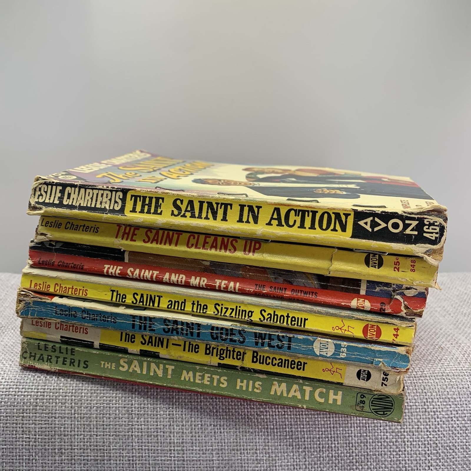 The Saint 7 book lot by Leslie Charteris Vintage 1930s 40s Paperbacks Avon