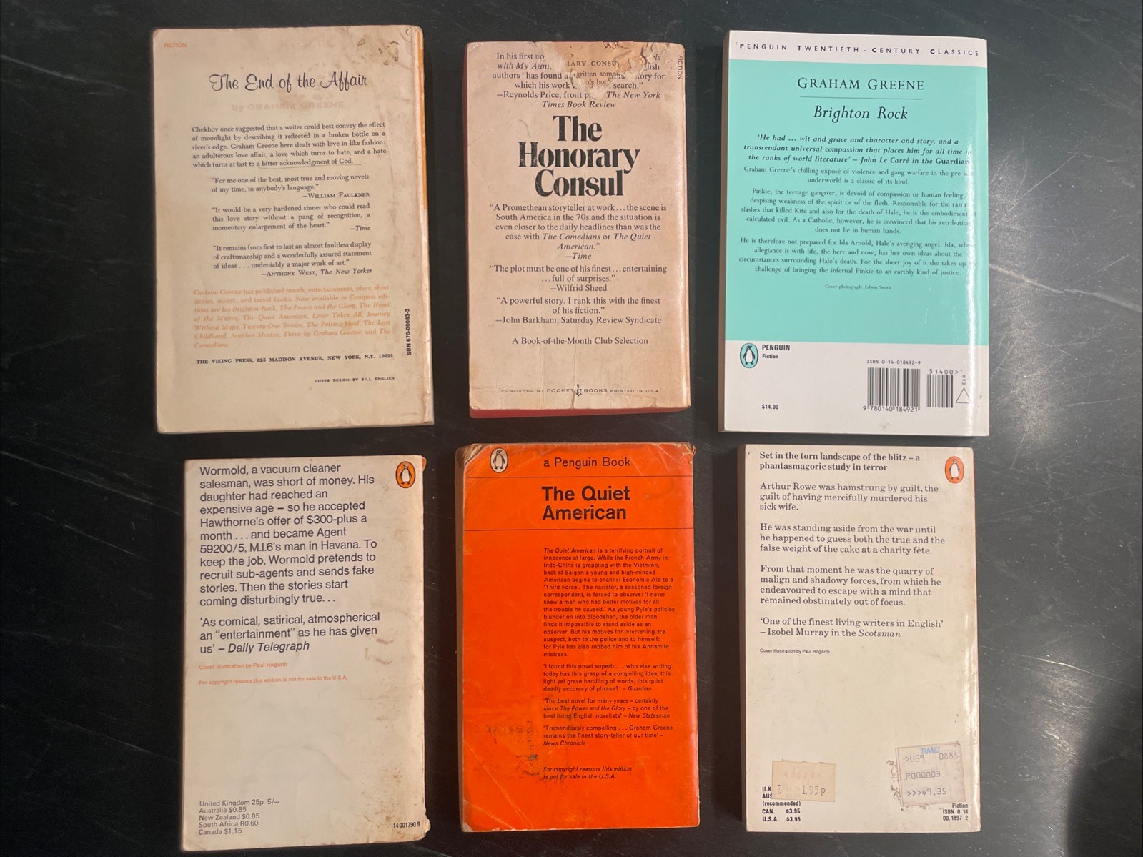 6 Book Lot GRAHAM GREENE – See Full Title List – Poor/acceptable – Reader Copies