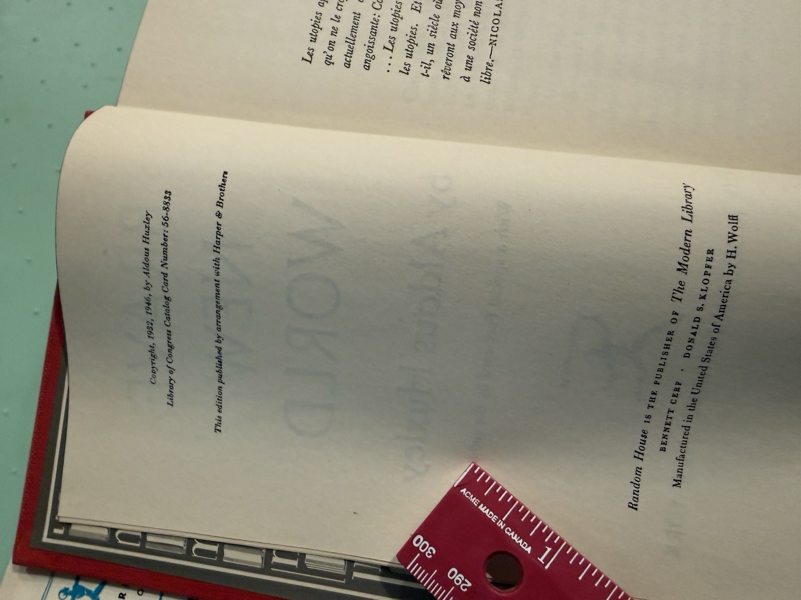 1946 Brave New World by Aldous Huxley – Modern Library Edition HB DJ