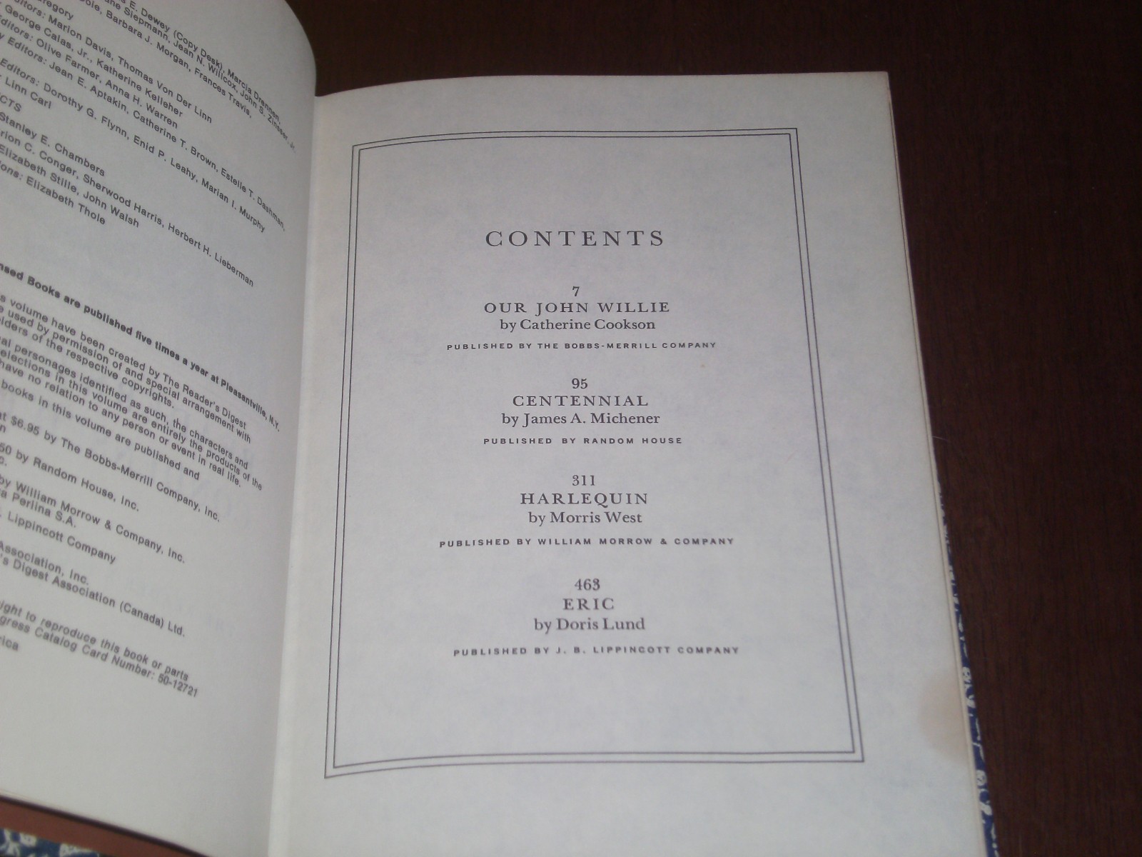 Reader’s Digest Condensed Book Vol 1 1975 HC No DJ Our John Willie, Harlequin…