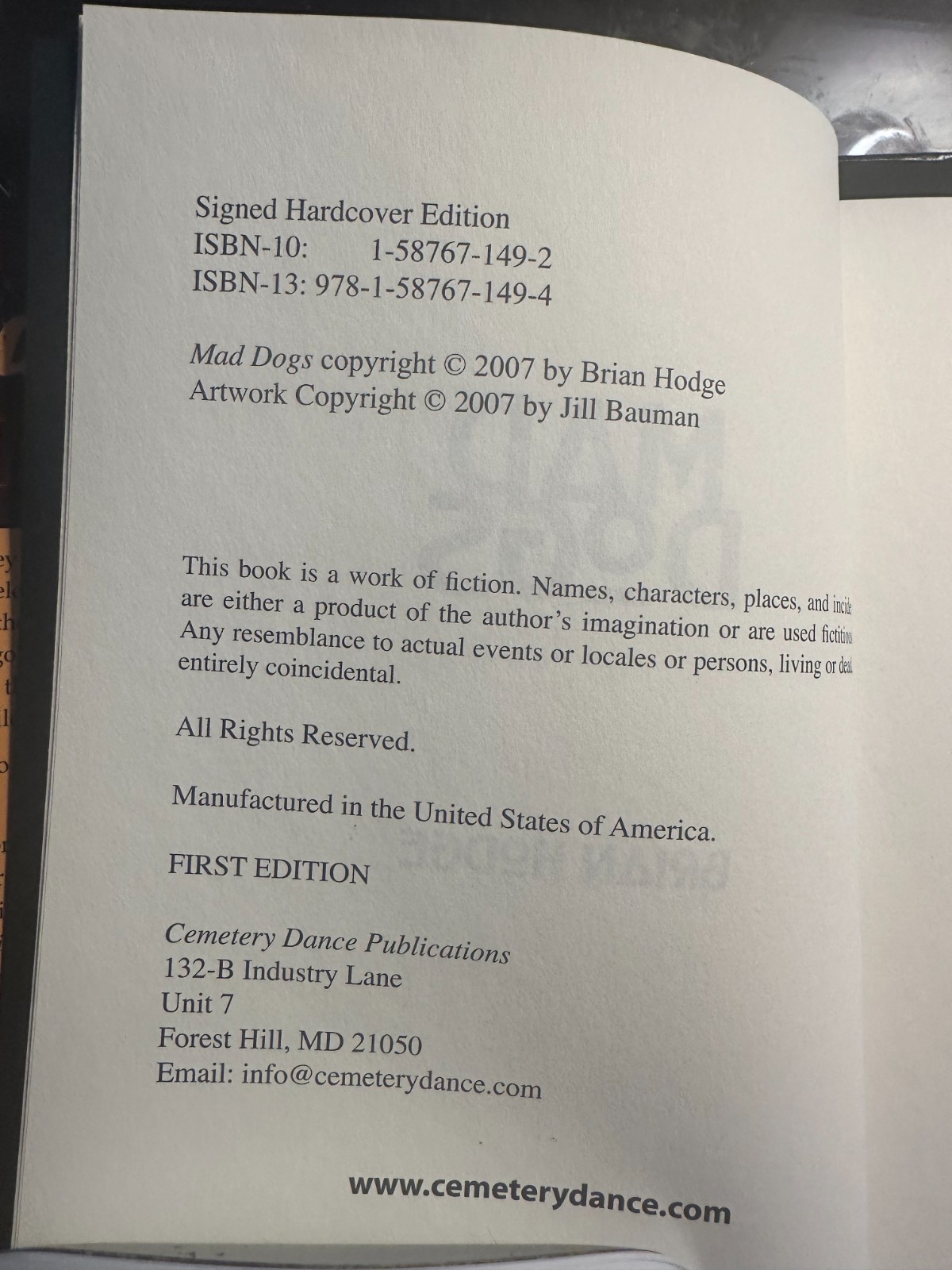 Mad Dogs by Brian Hodge Signed Ltd 1st Edition Cemetery Dance NEW tray case PC