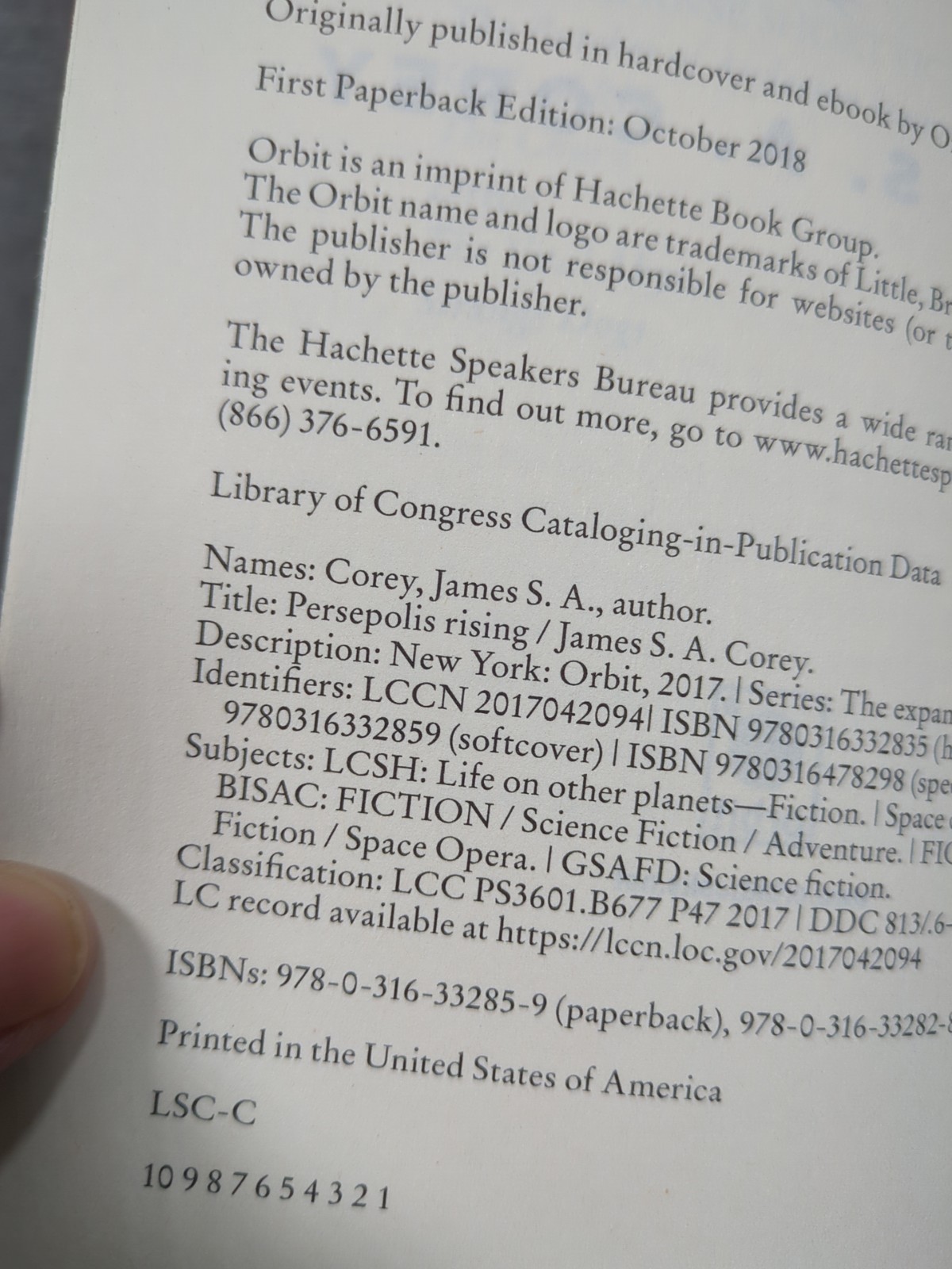 Persepolis Rising James S. A. Corey First Edition 1st Print Trade PB Expanse 7