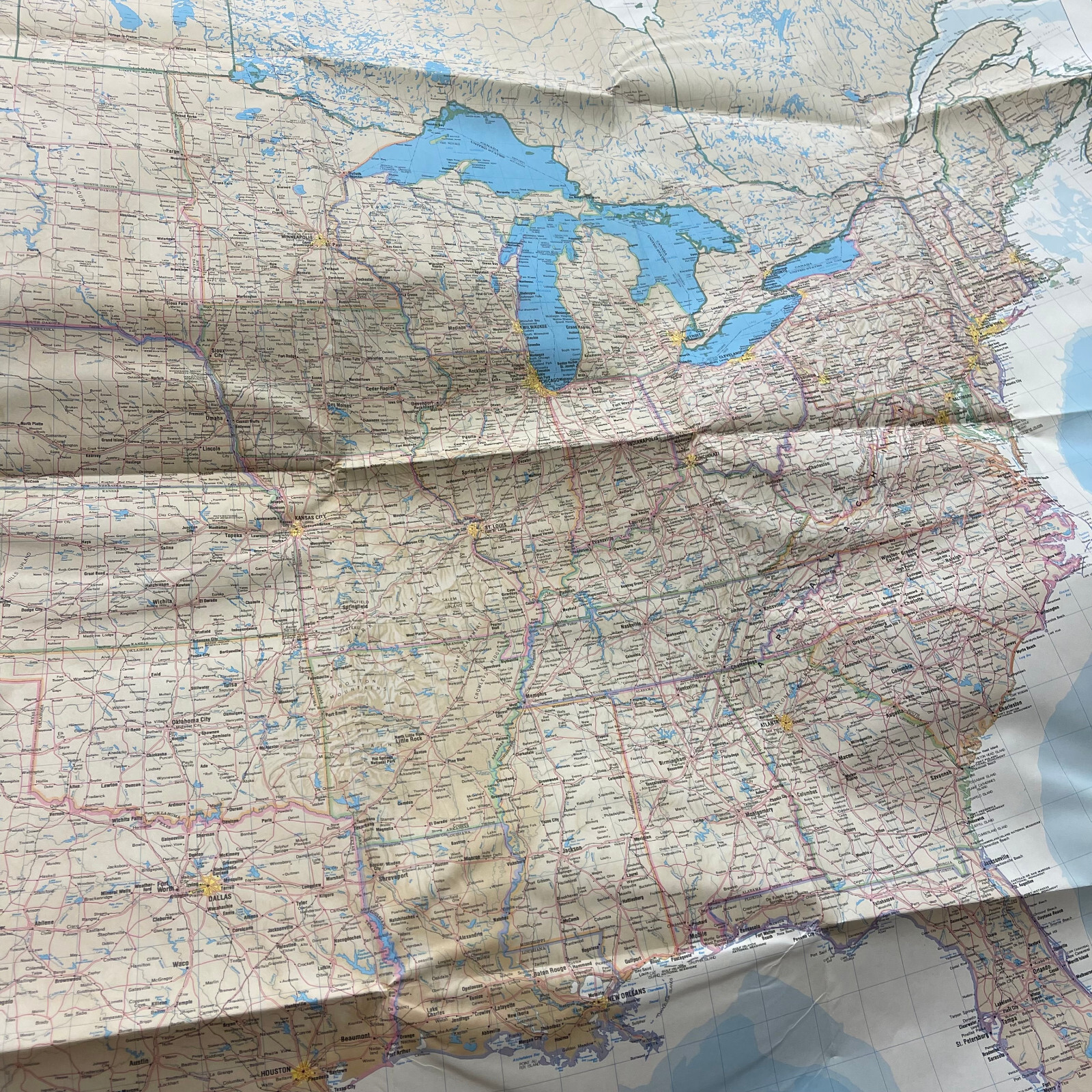Vintage New Old-Stock Rand McNally Fold-Out Map of the United States USA 52″x34″