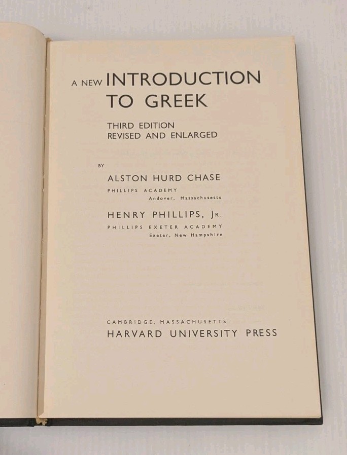 A New Introduction To Greek by Alston Chase 1972 Vintage Hardcover HC Language