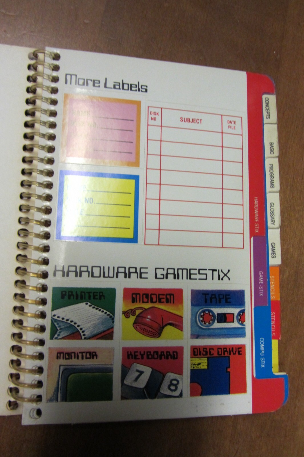 Computer Tools 1984 Spindex Stickers Graphics Programming Chart oop MAC rare 1st