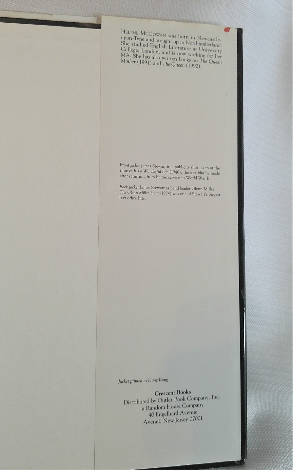 James Stewart Book by Helene McGowan 80 pages Hardcover Life Cinematography 1992