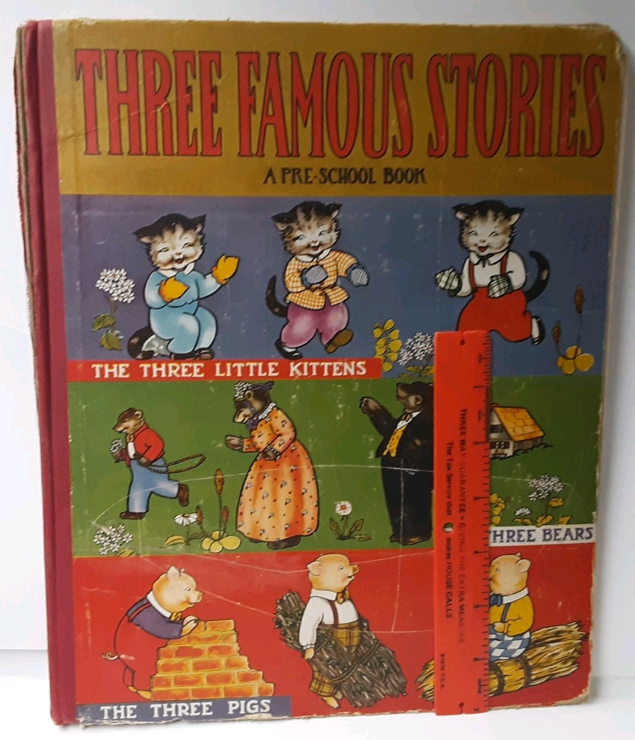 Vintage THREE FAMOUS STORIES Three Little Kittens Three Bears Three Pigs 1941