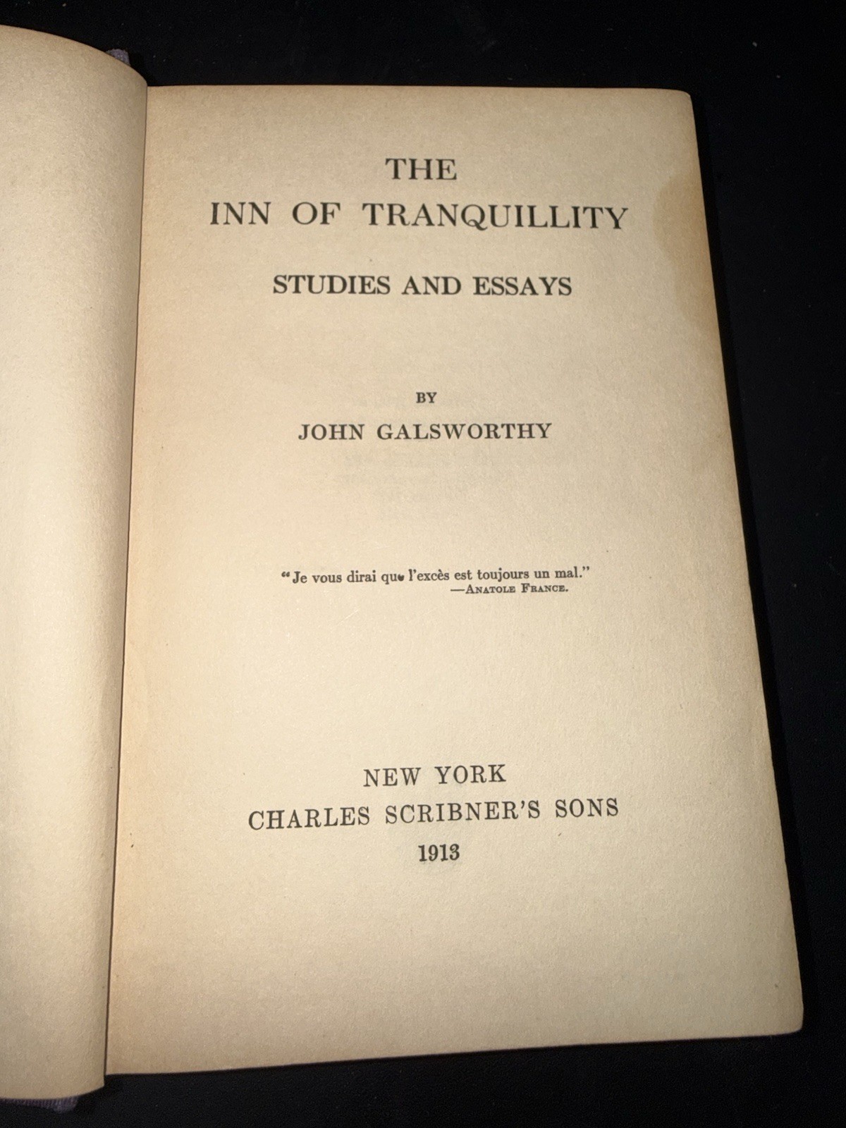 1913 The Inn of Tranquillity John Galsworthy Early Scribner Edition Nobel Prize