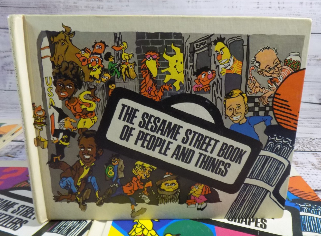 Set Of 5 Vintage Sesame Street Children’s Hard Cover Books Retro 1970s