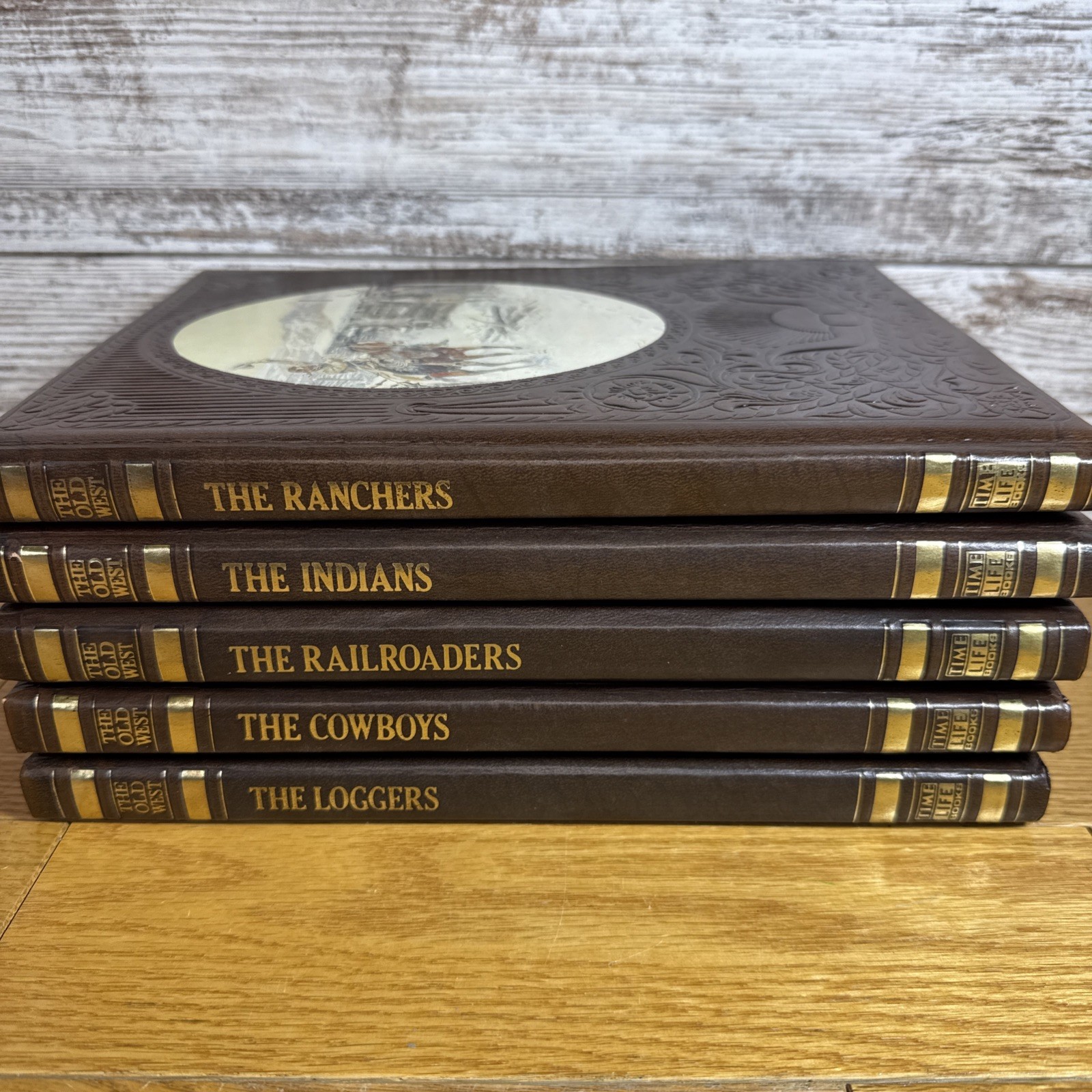 Lot 5 Vintage The Old West Series Time Life Books Cowboys Railroader Leatherette