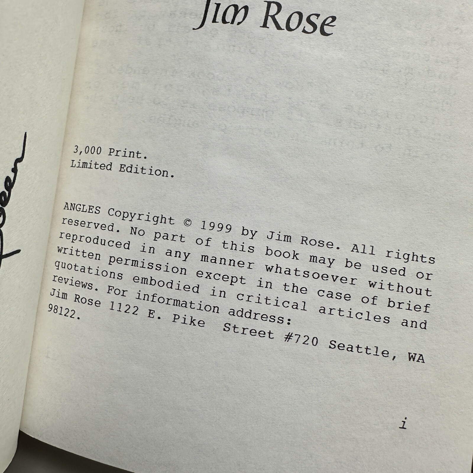 ANGLES by JIM ROSE Circus Paperback Signed Bebe Lifto Rubber Dude + Snake Oil