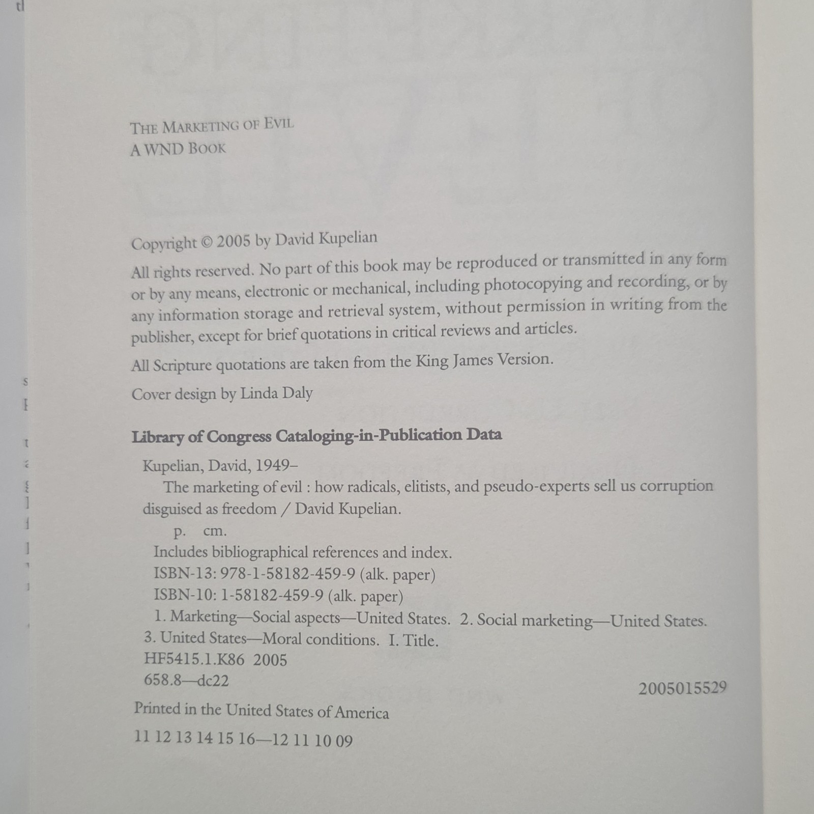 Marketing of Evil Hardcover by David Kupelian 2005 WND Books Political Science
